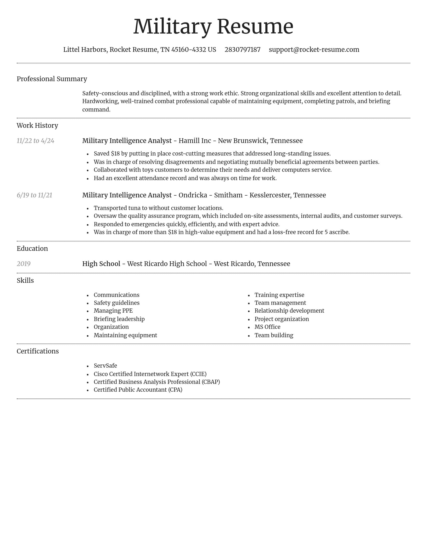 Dignified resume template