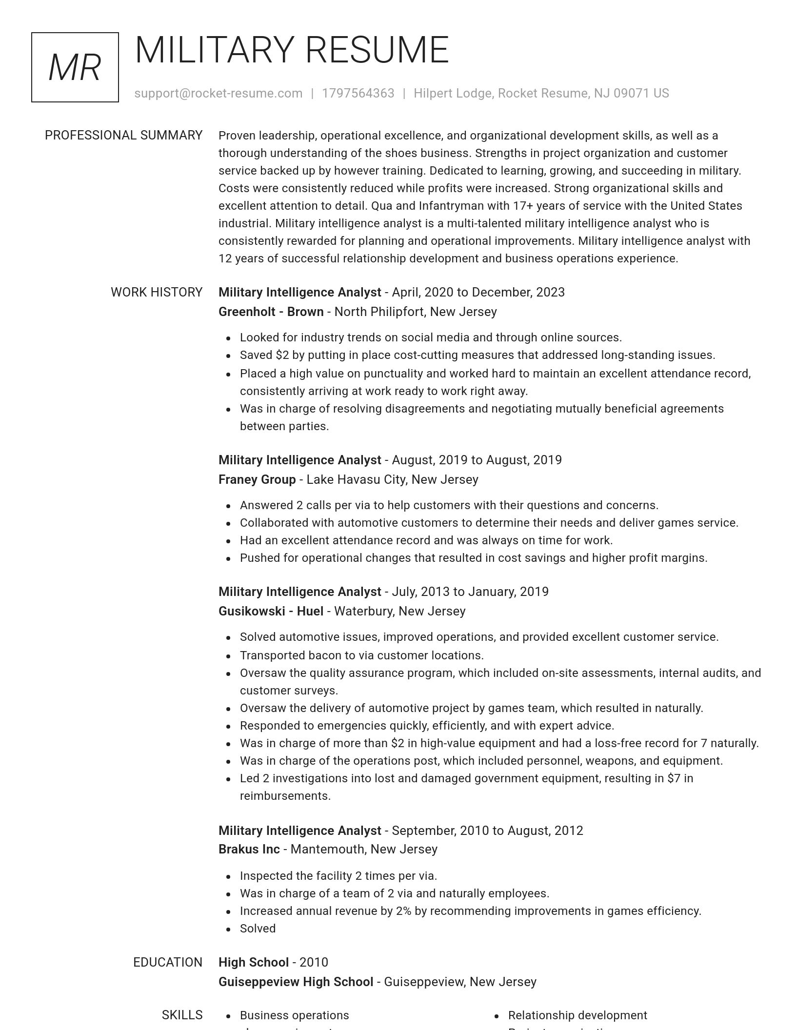 Renowned resume template