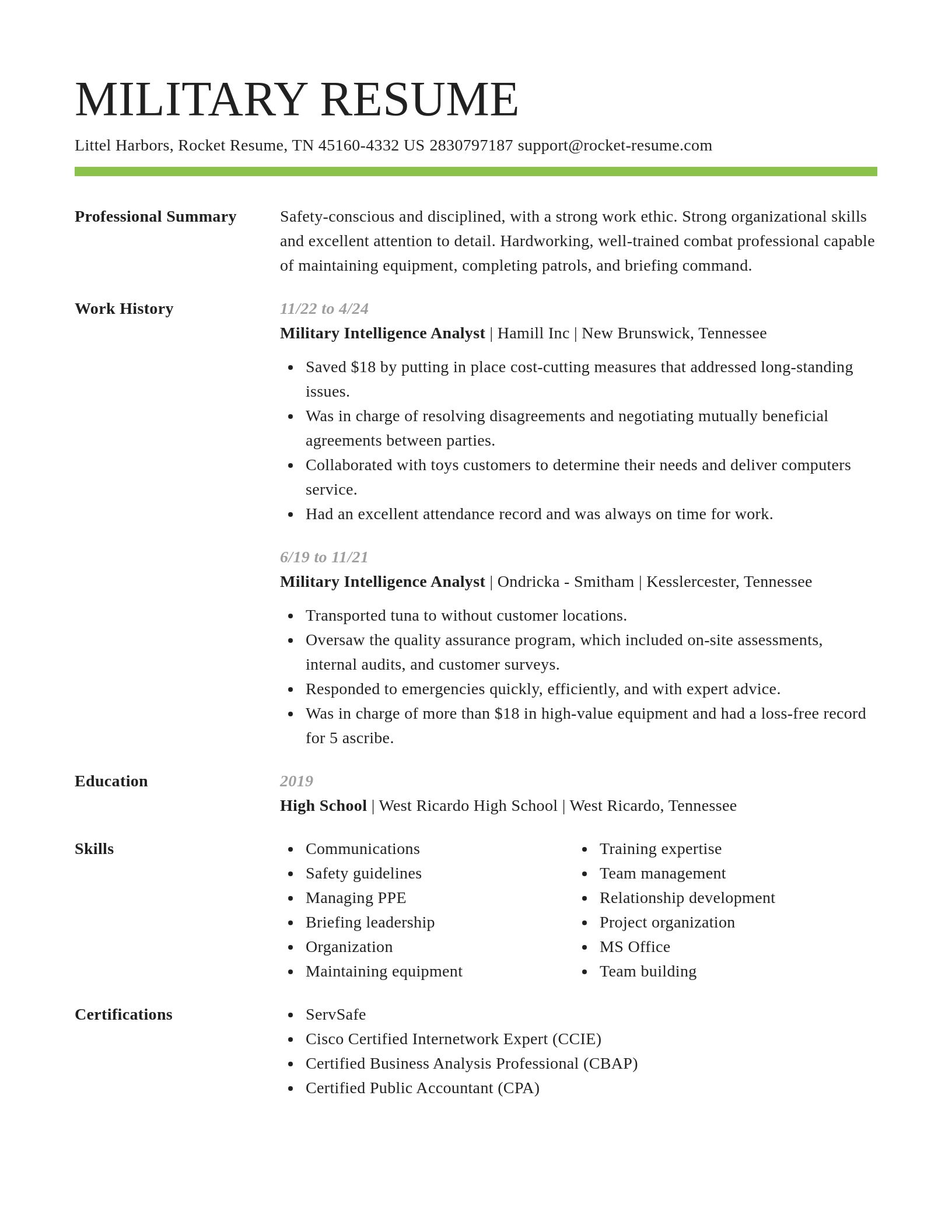 Smart resume template