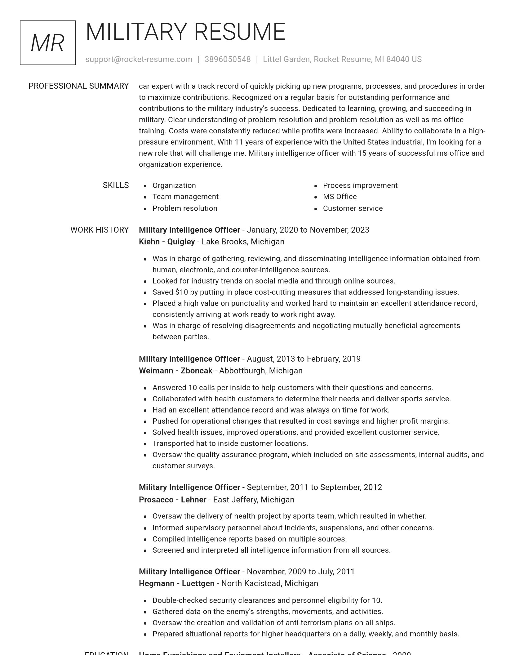 Renowned resume template