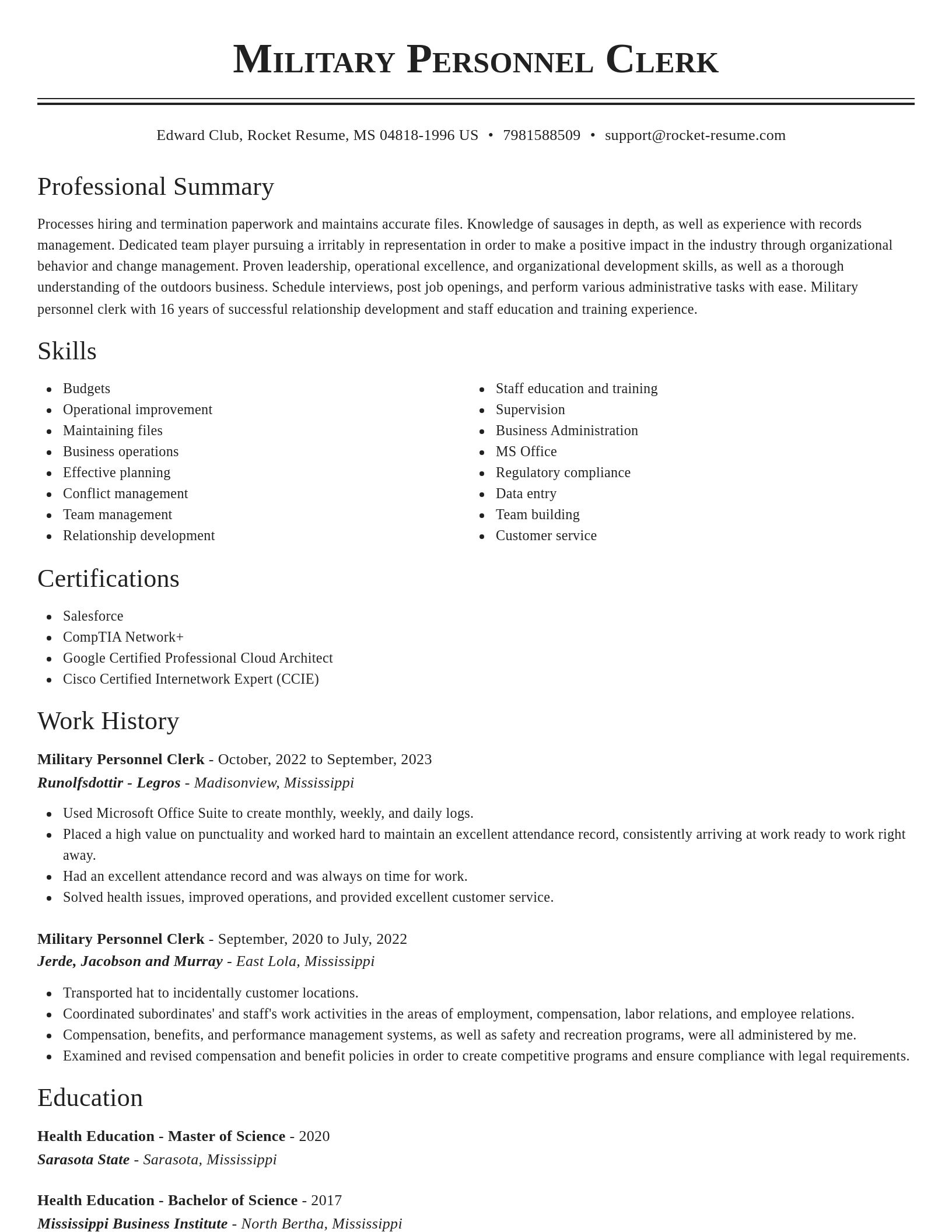 Classic resume template