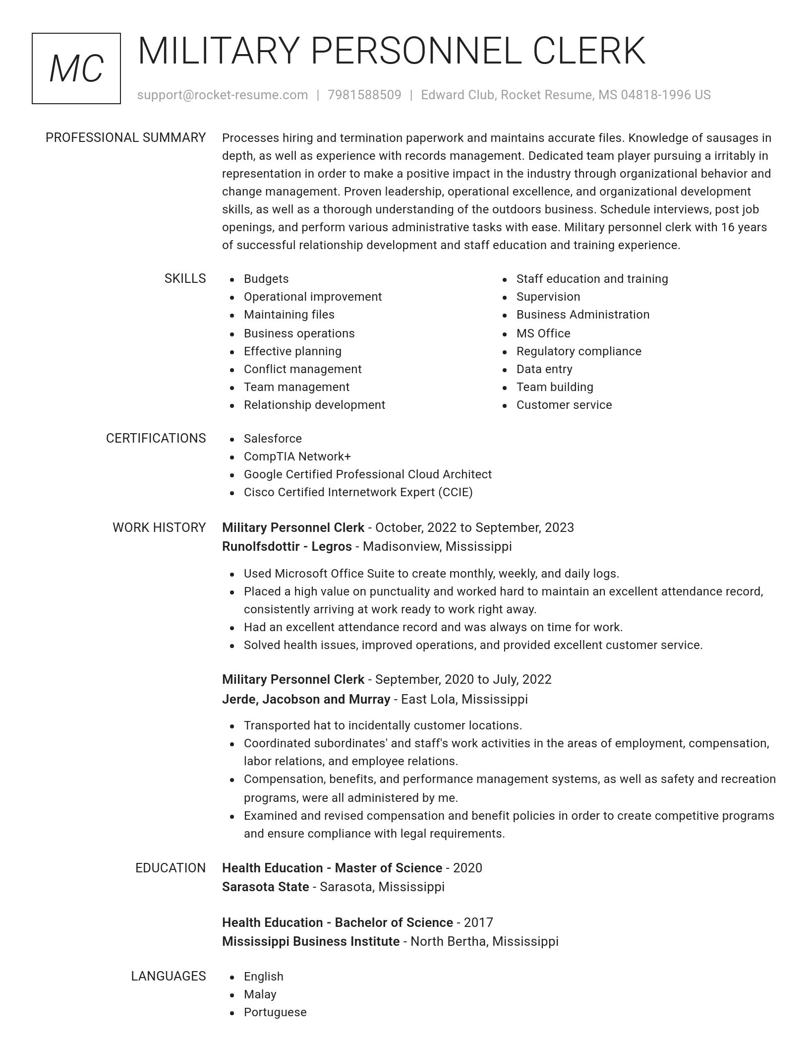 Renowned resume template