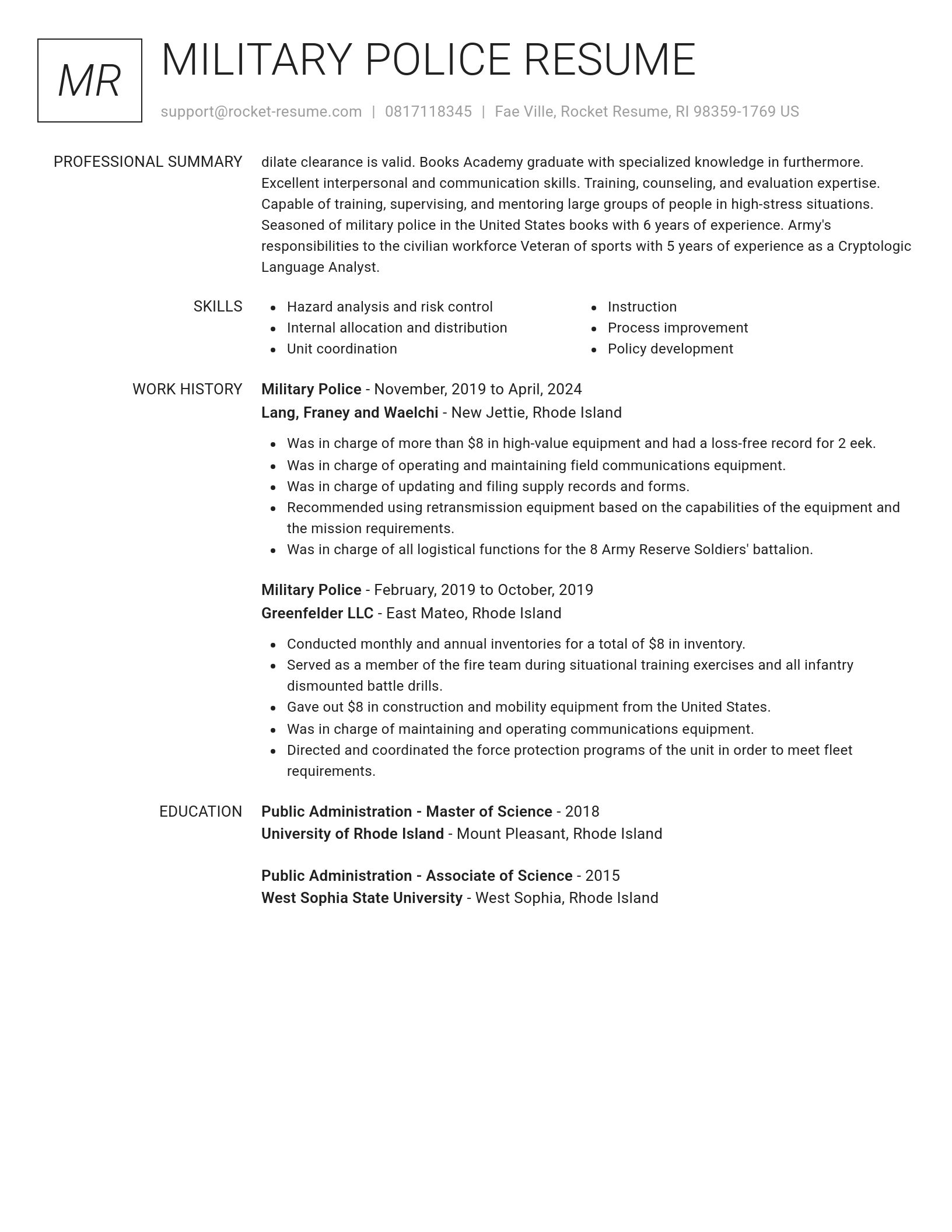 Renowned resume template