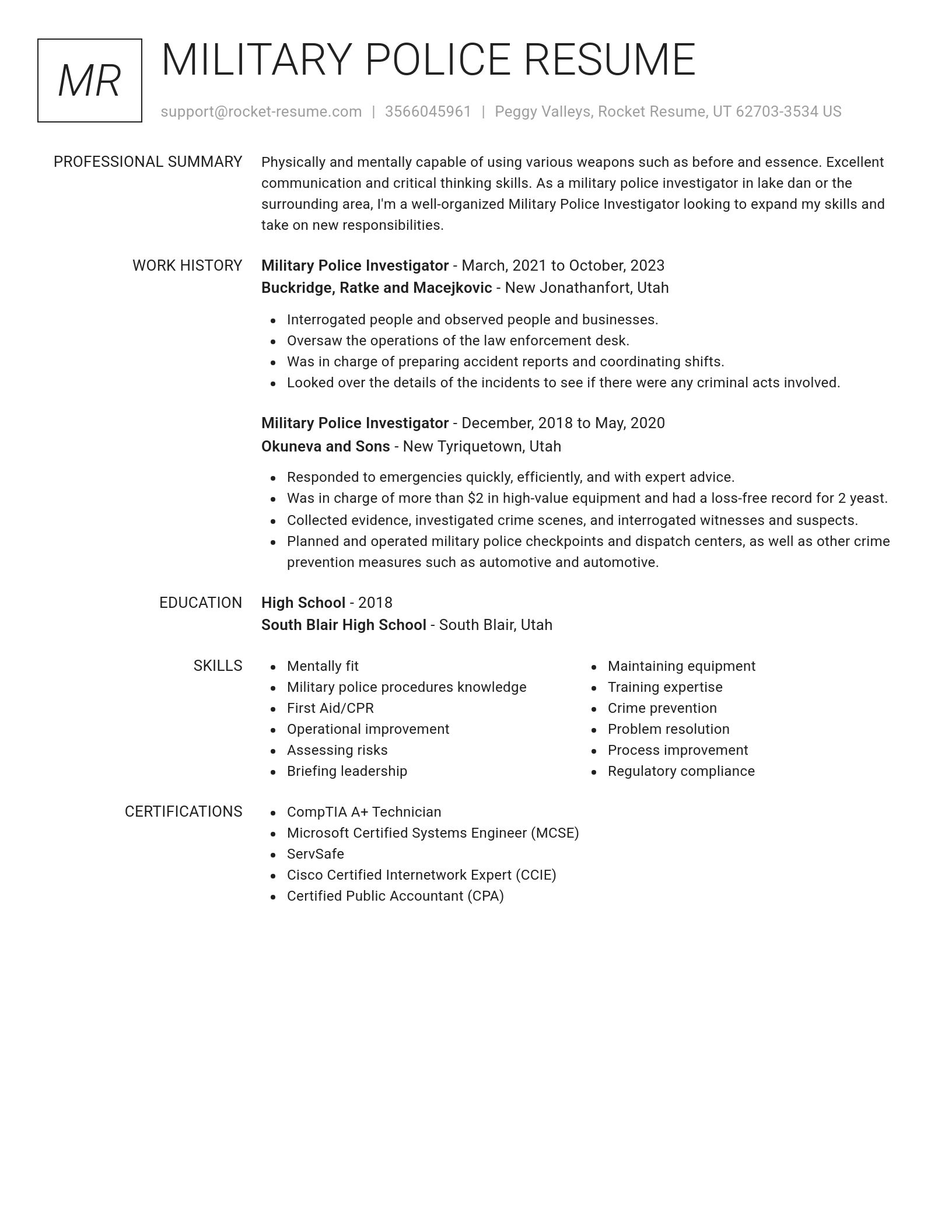 Renowned resume template