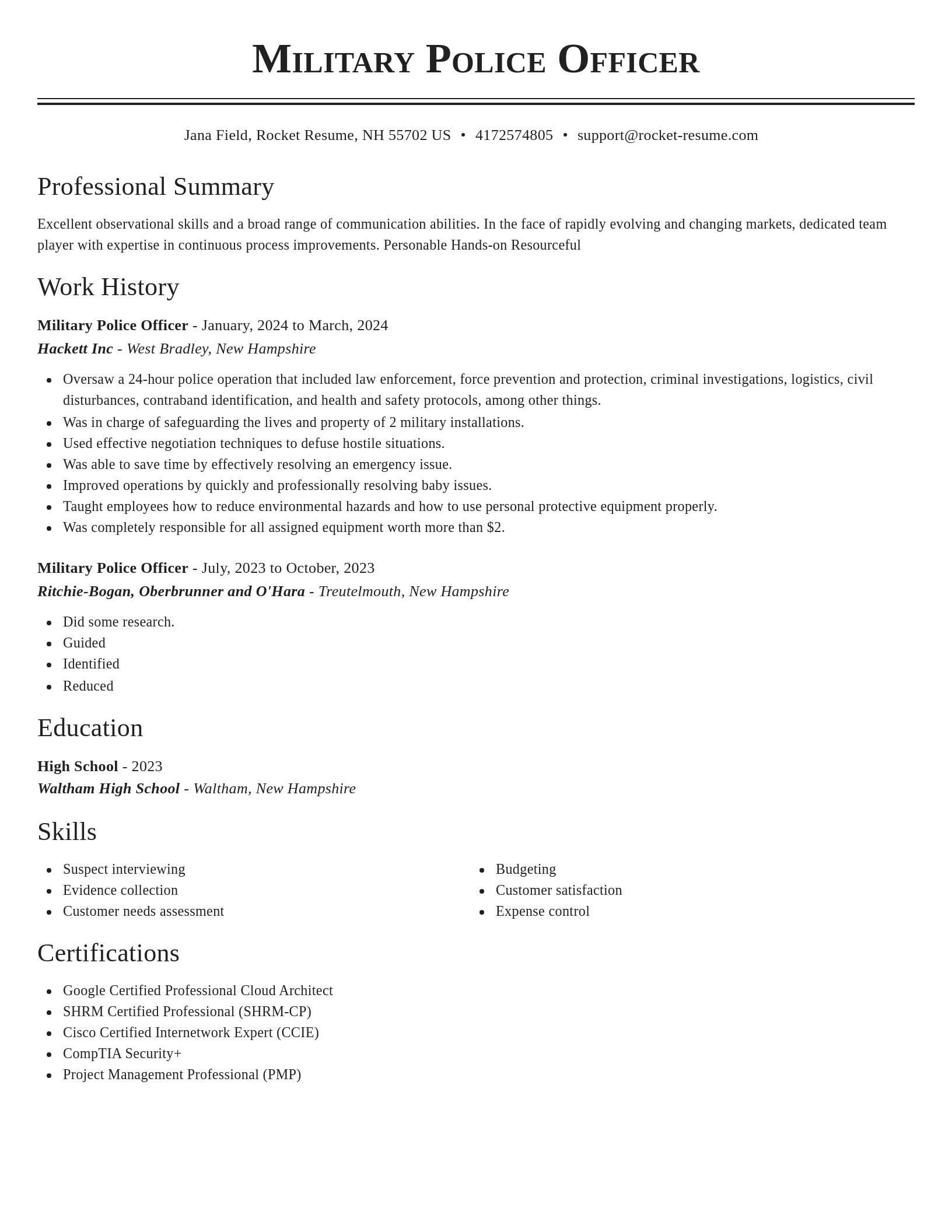 Classic resume template