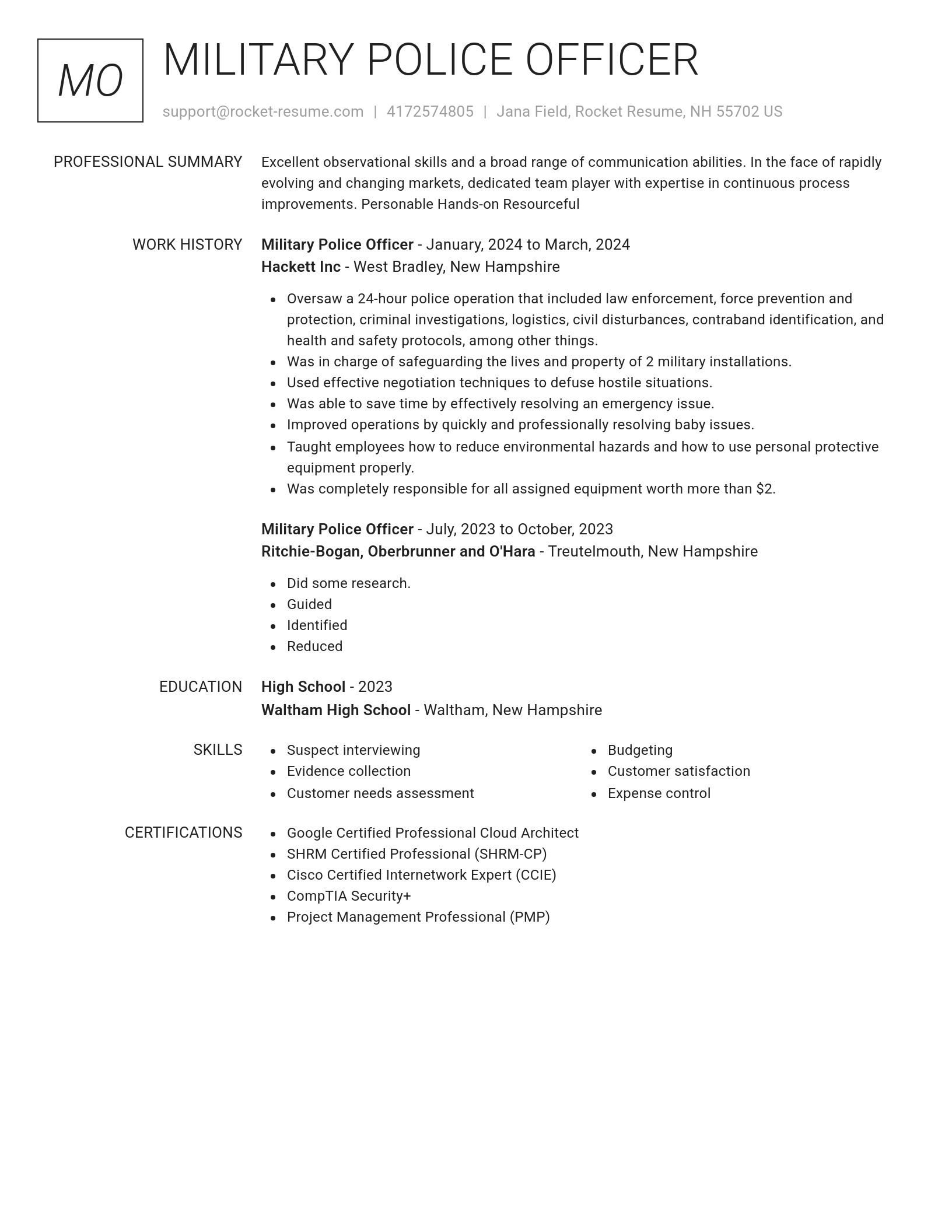 Renowned resume template