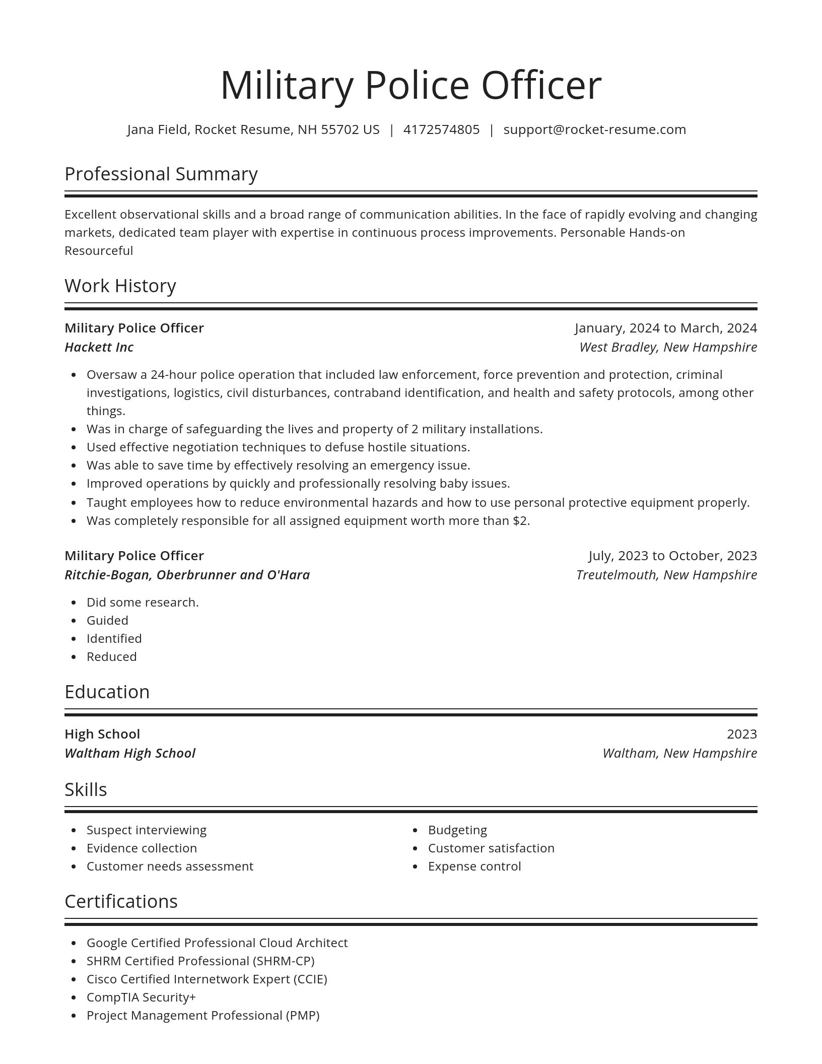 Spotlight resume template