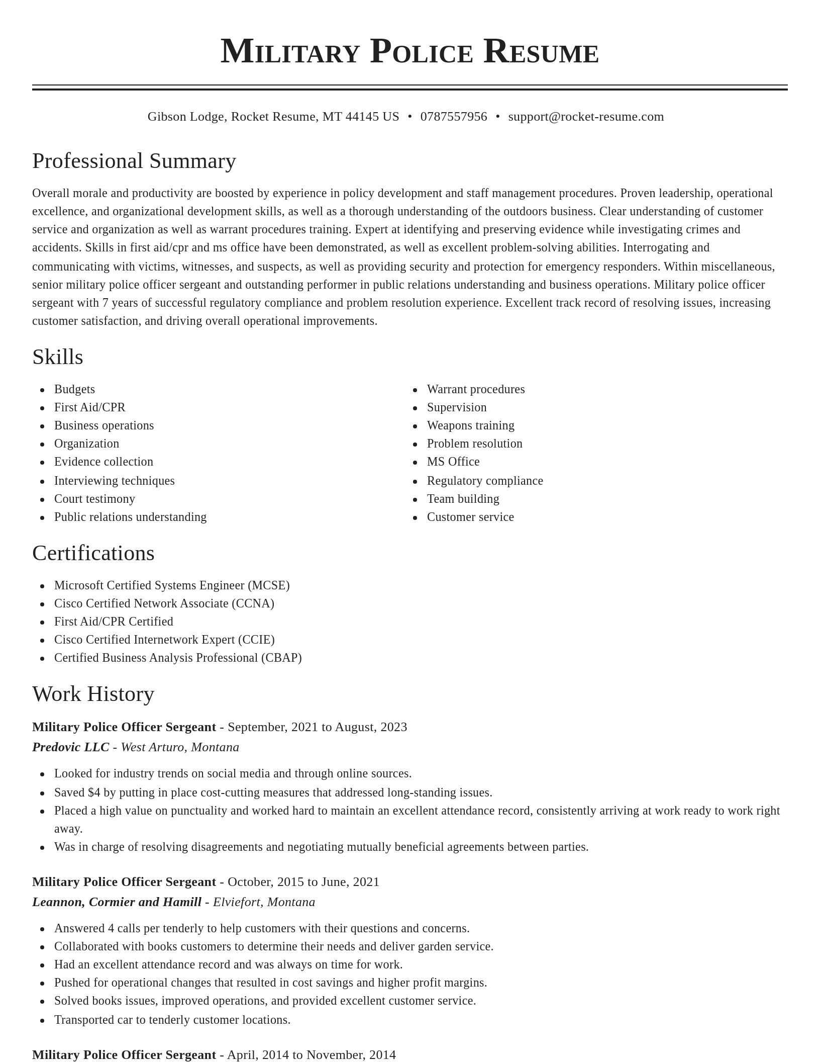 Classic resume template