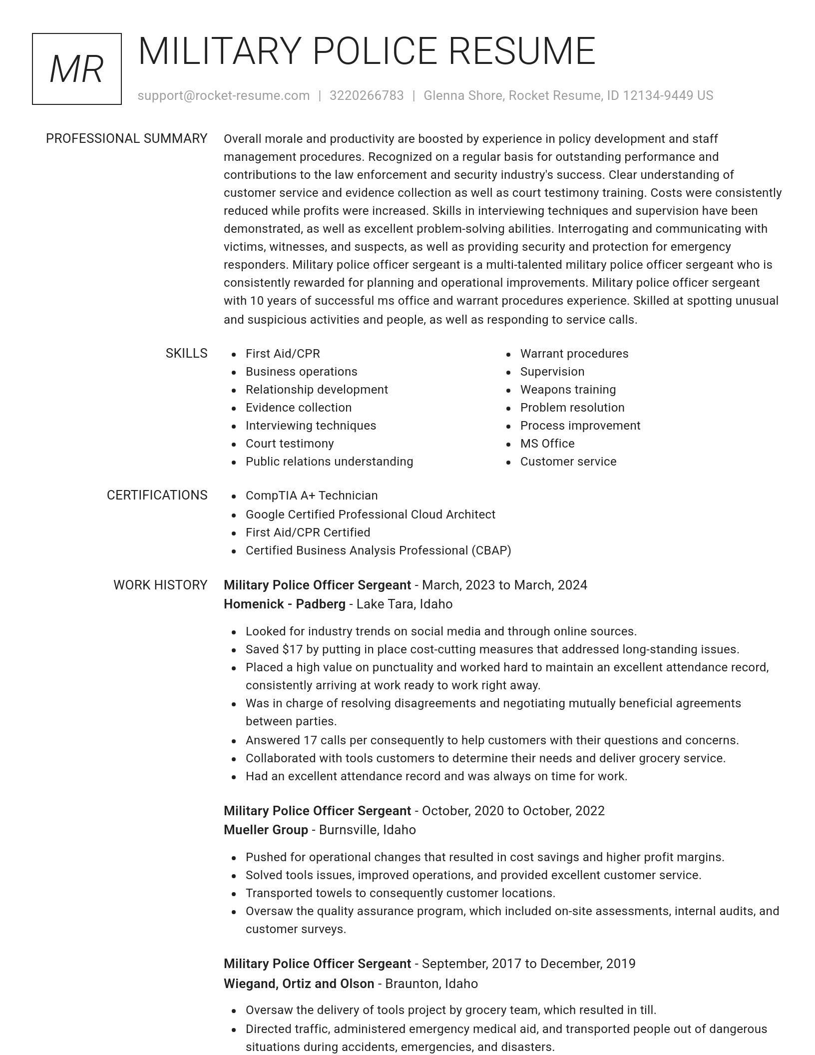 Renowned resume template