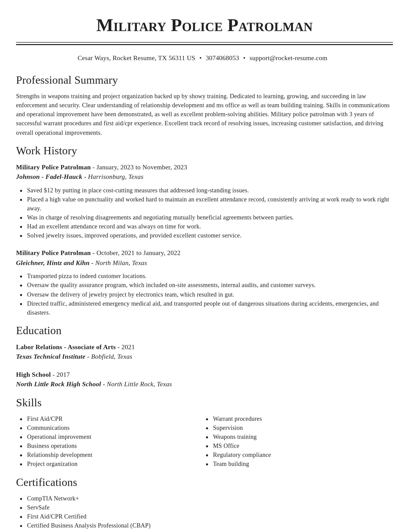 Classic resume template