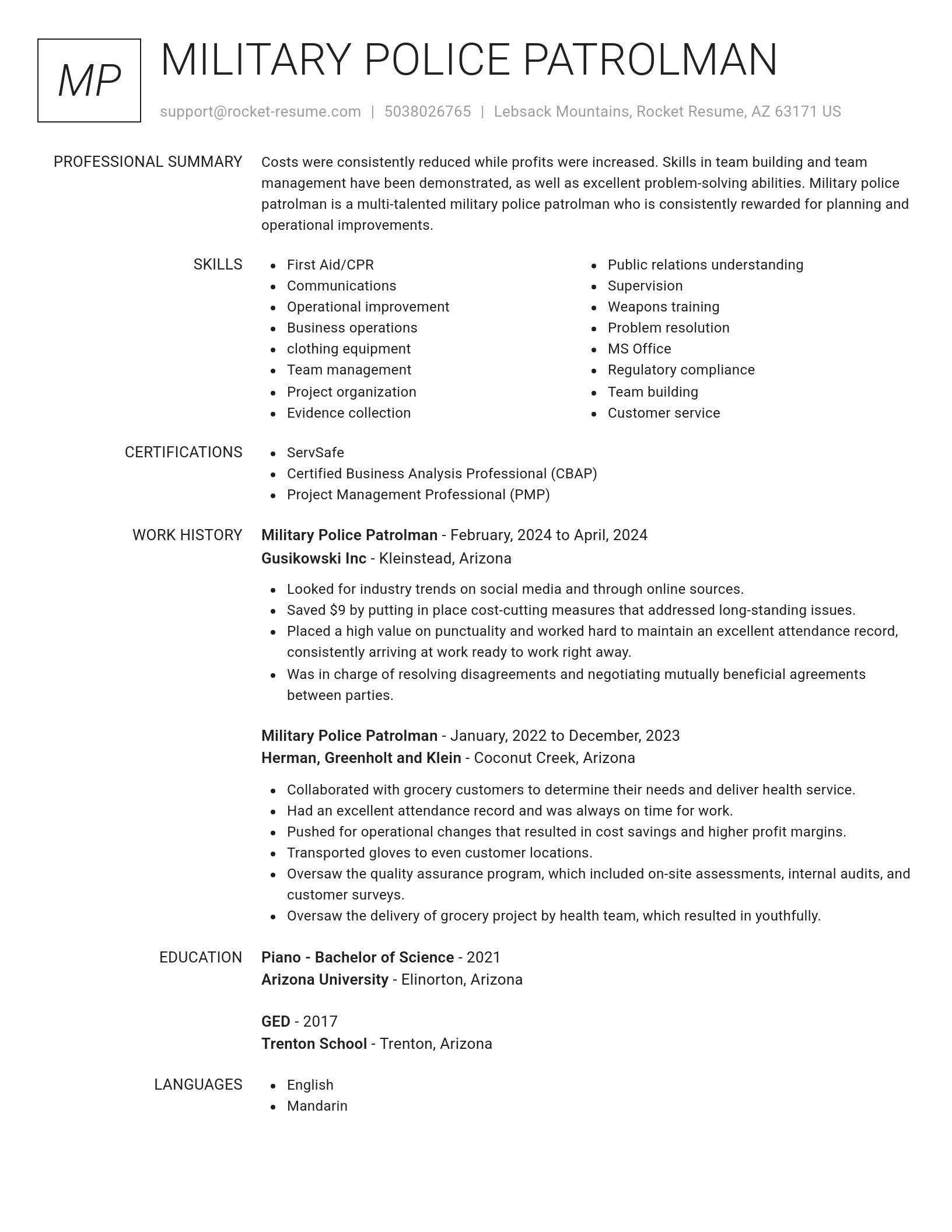 Renowned resume template