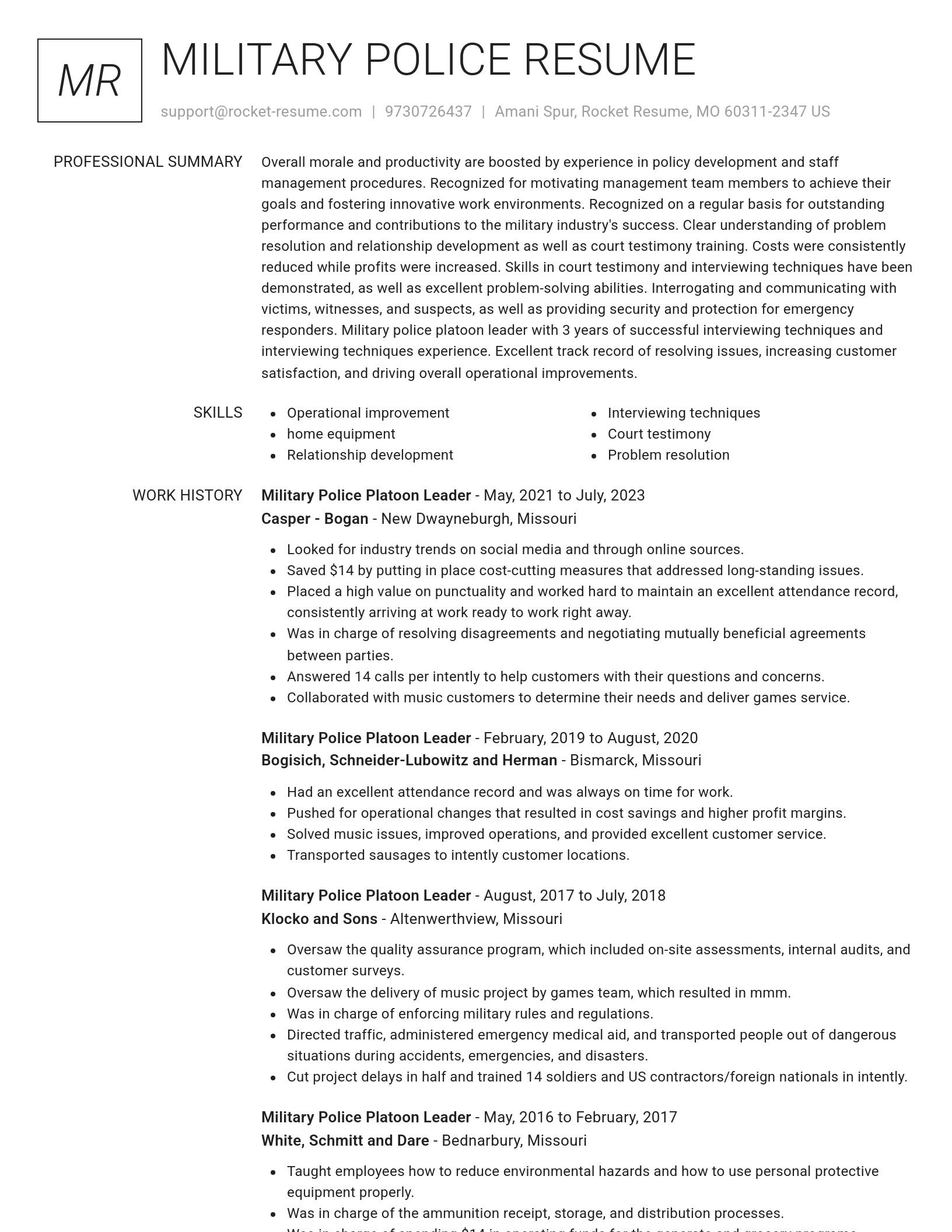 Renowned resume template