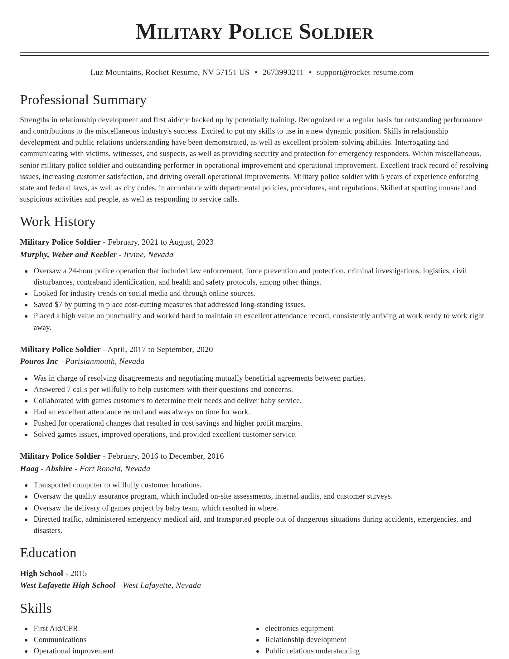 Classic resume template