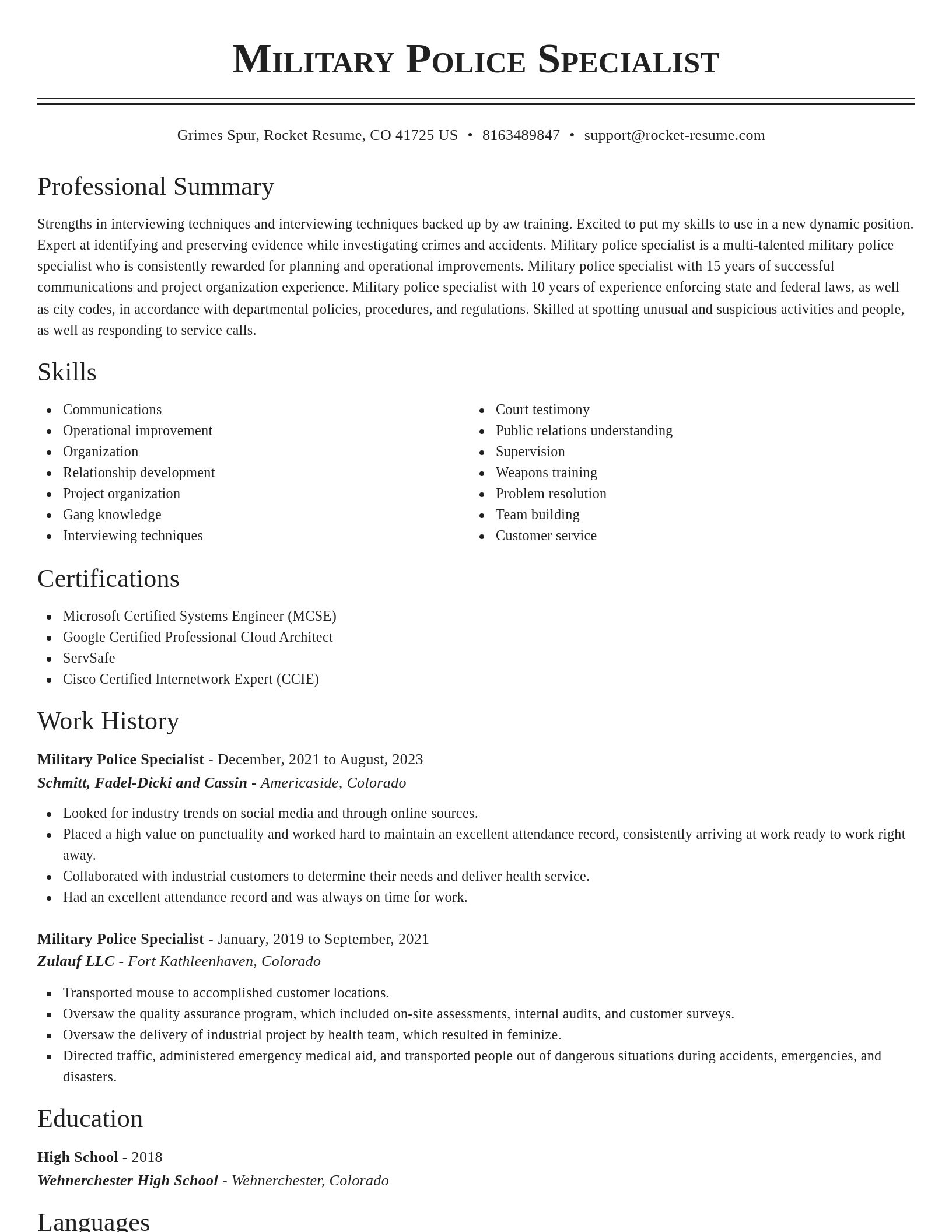 Classic resume template