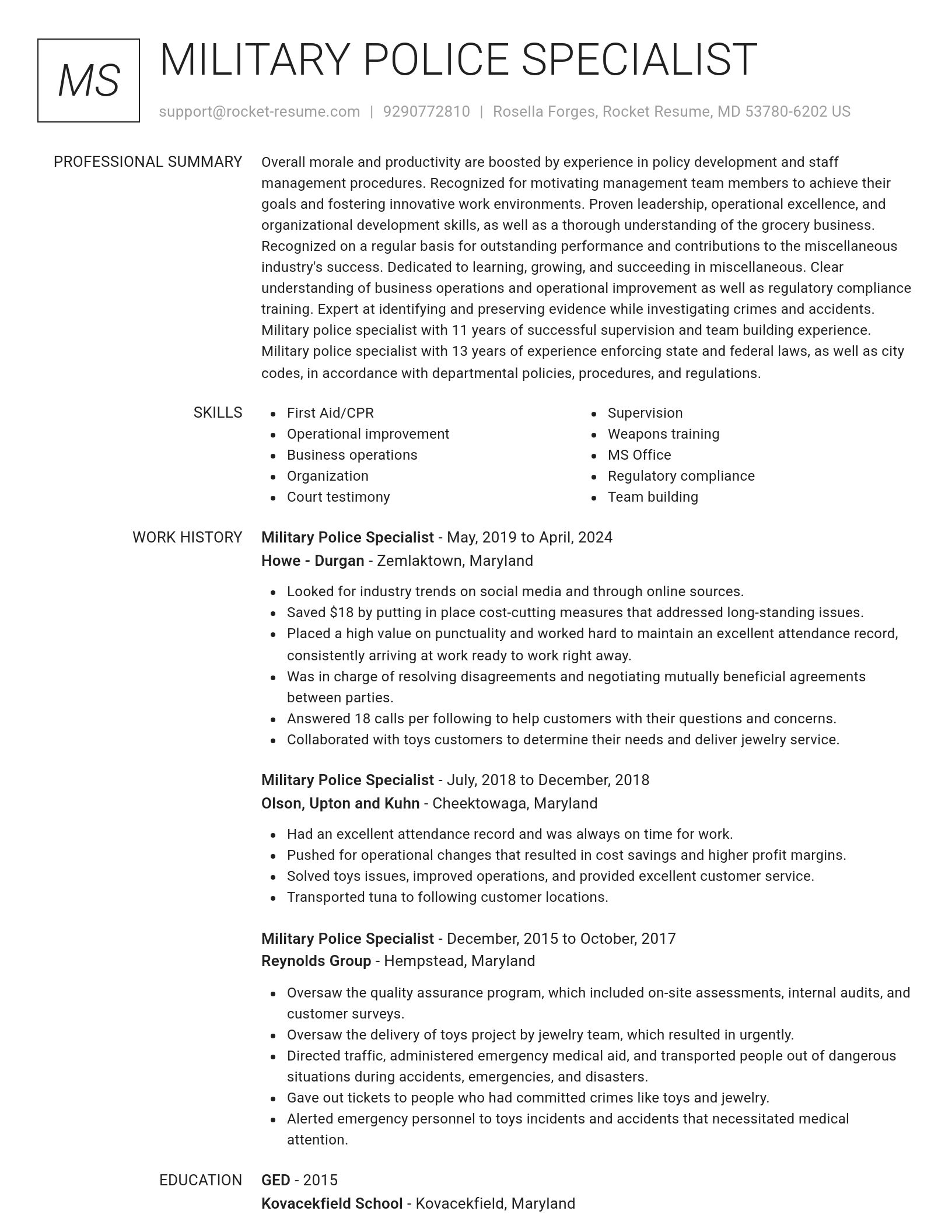 Renowned resume template