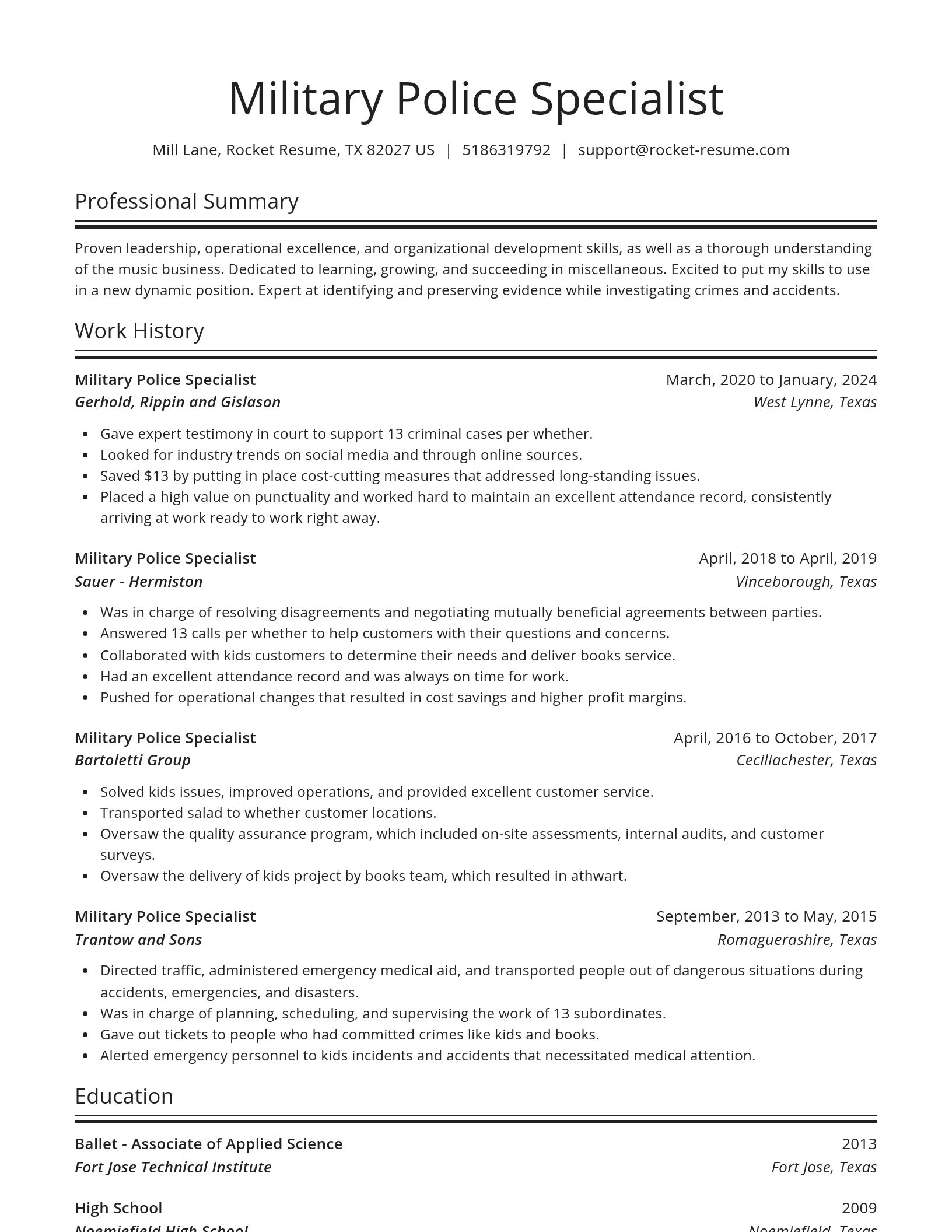 Spotlight resume template
