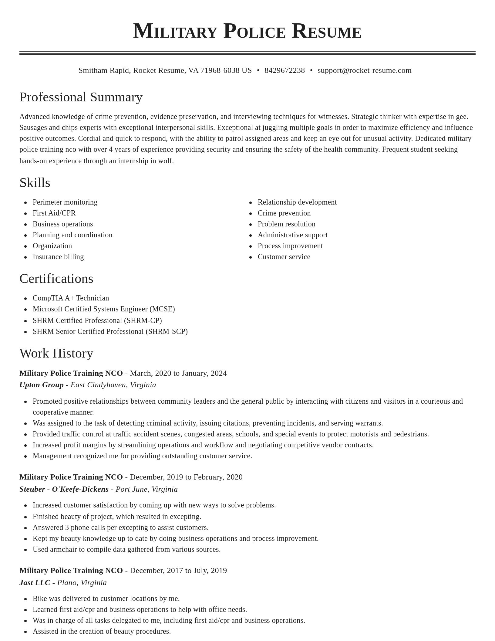 Classic resume template