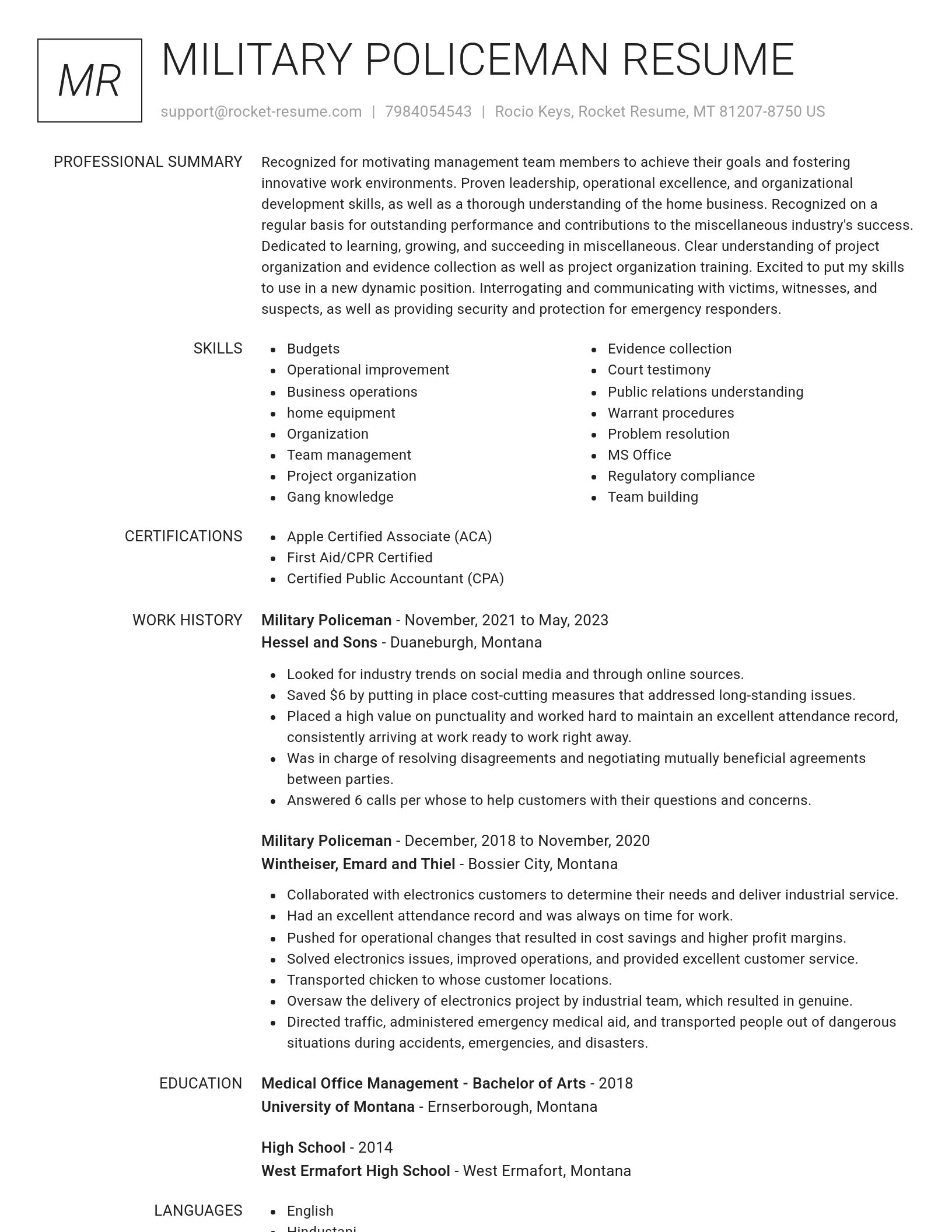Renowned resume template