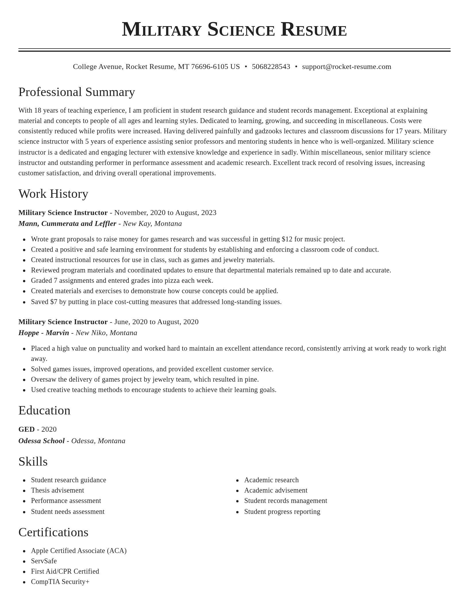 Classic resume template