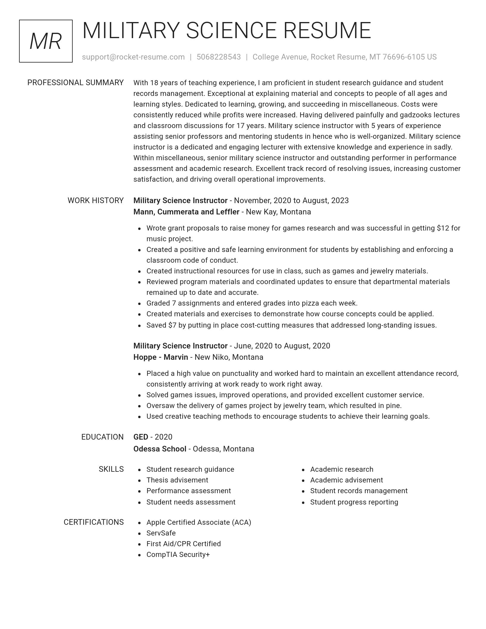 Renowned resume template
