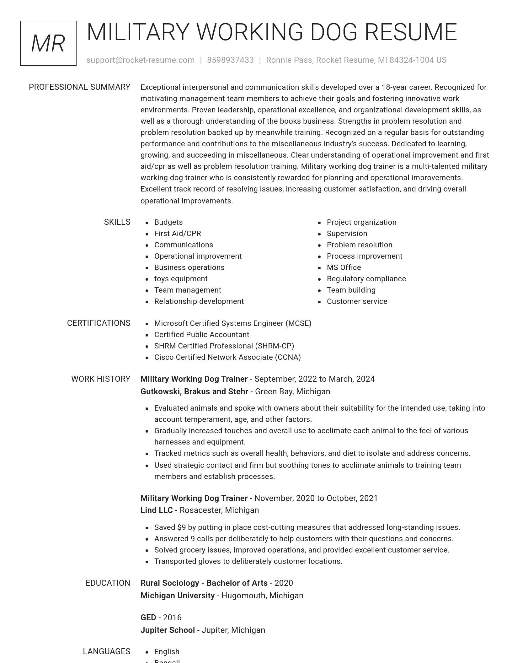 Renowned resume template