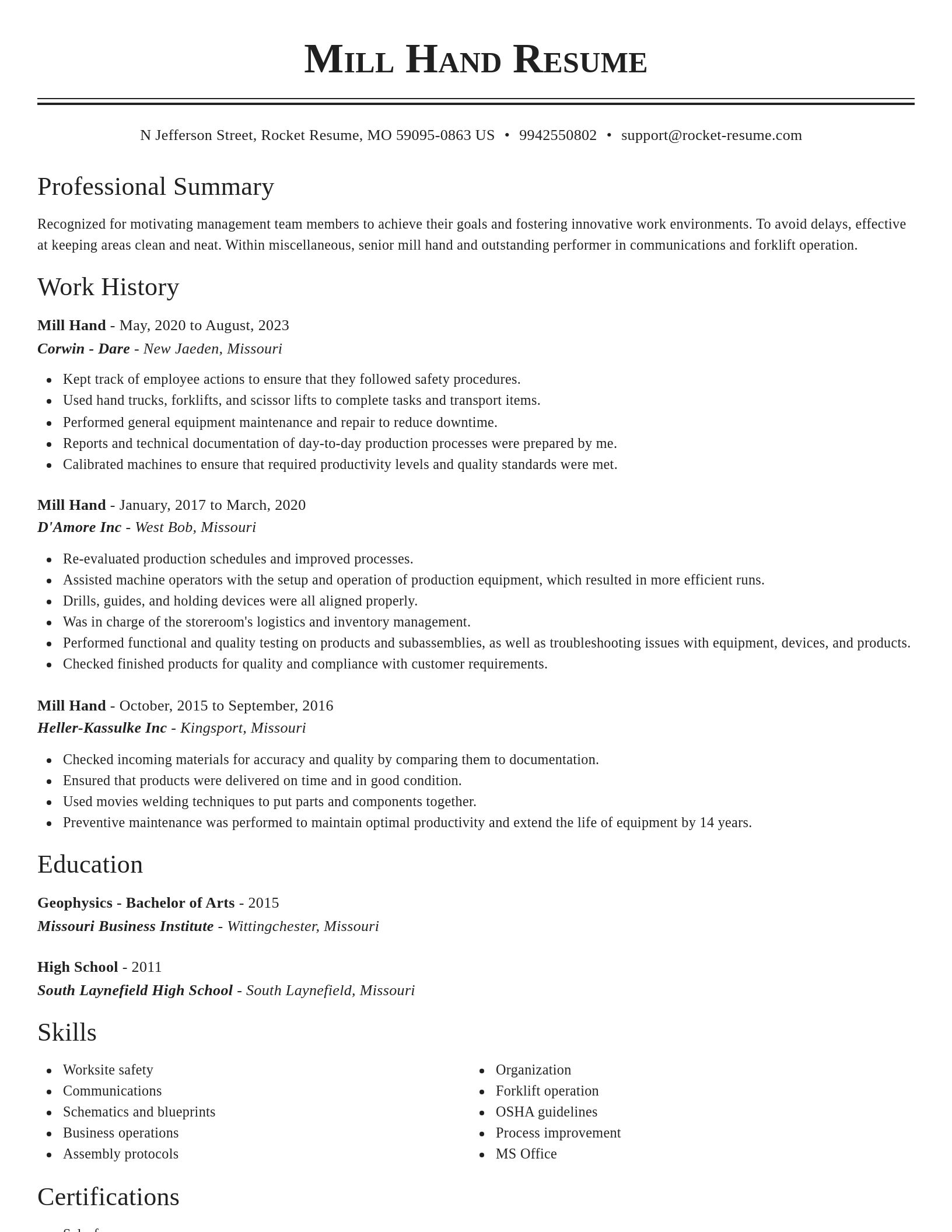 Classic resume template