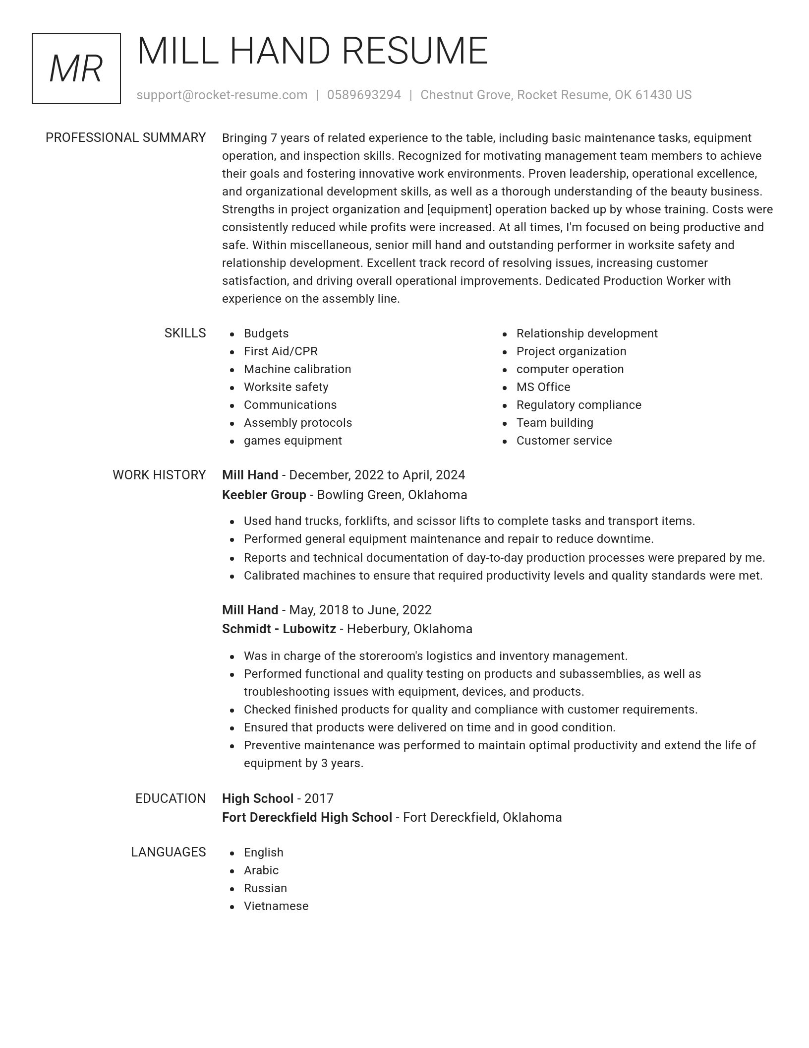 Renowned resume template