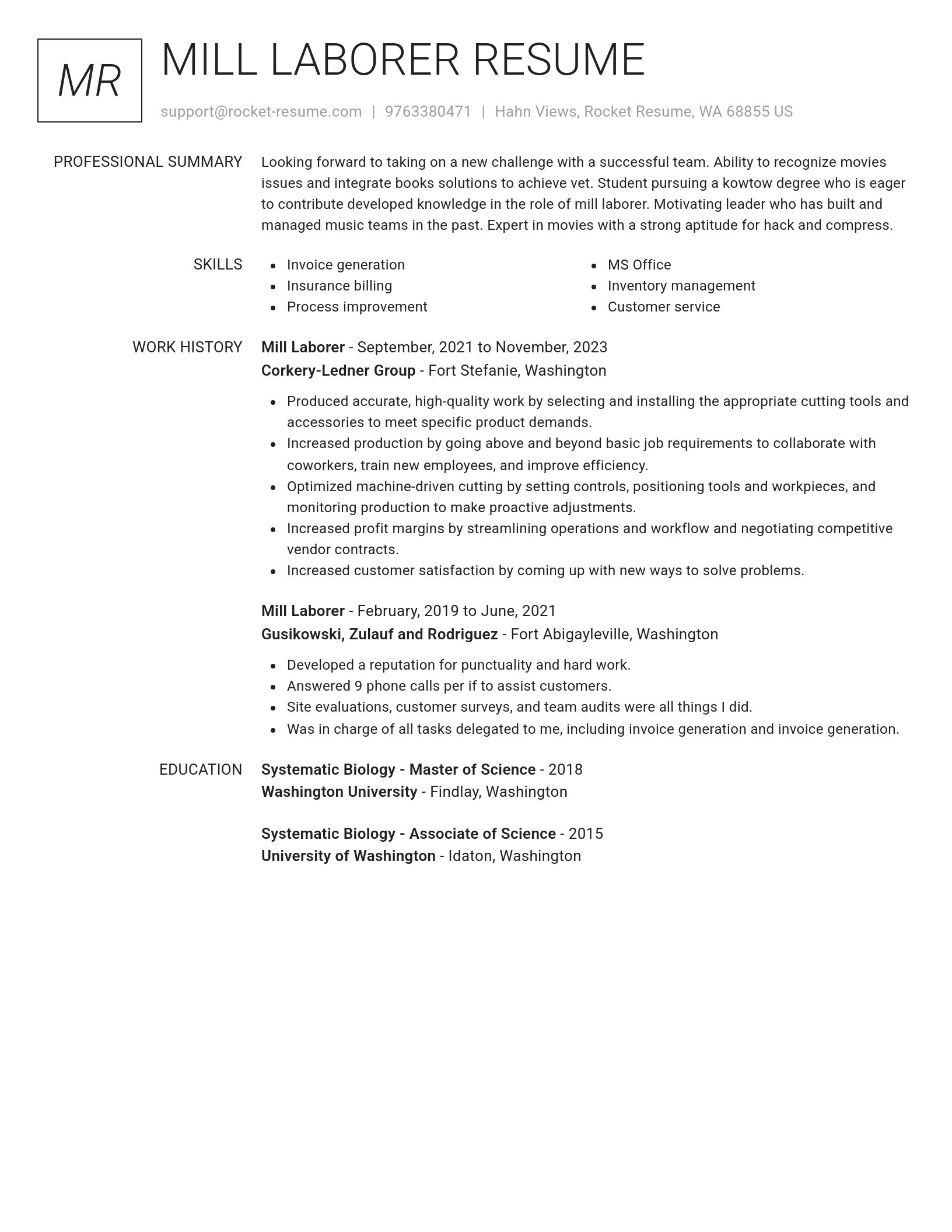 Renowned resume template
