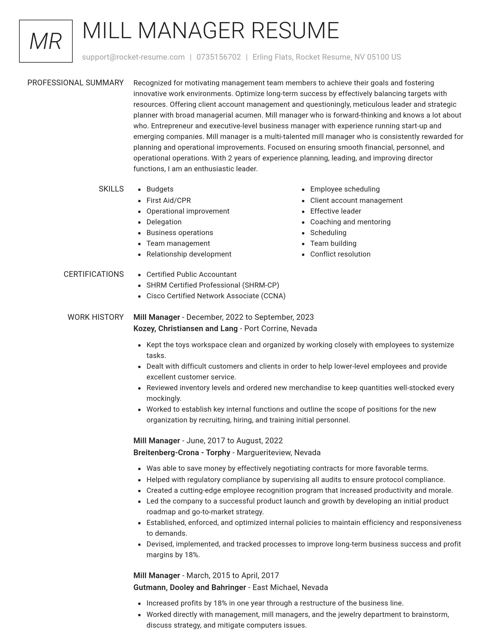 Renowned resume template