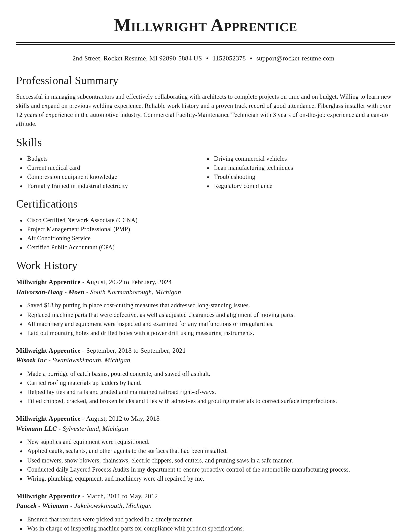 Classic resume template