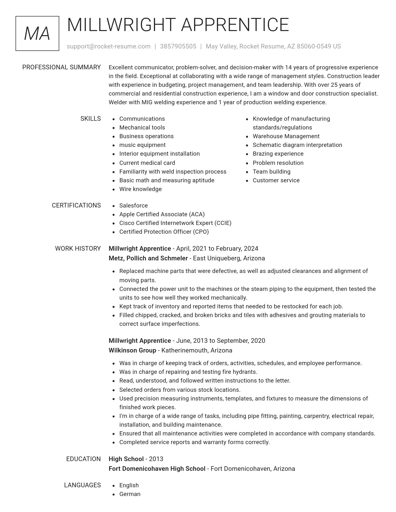 Renowned resume template