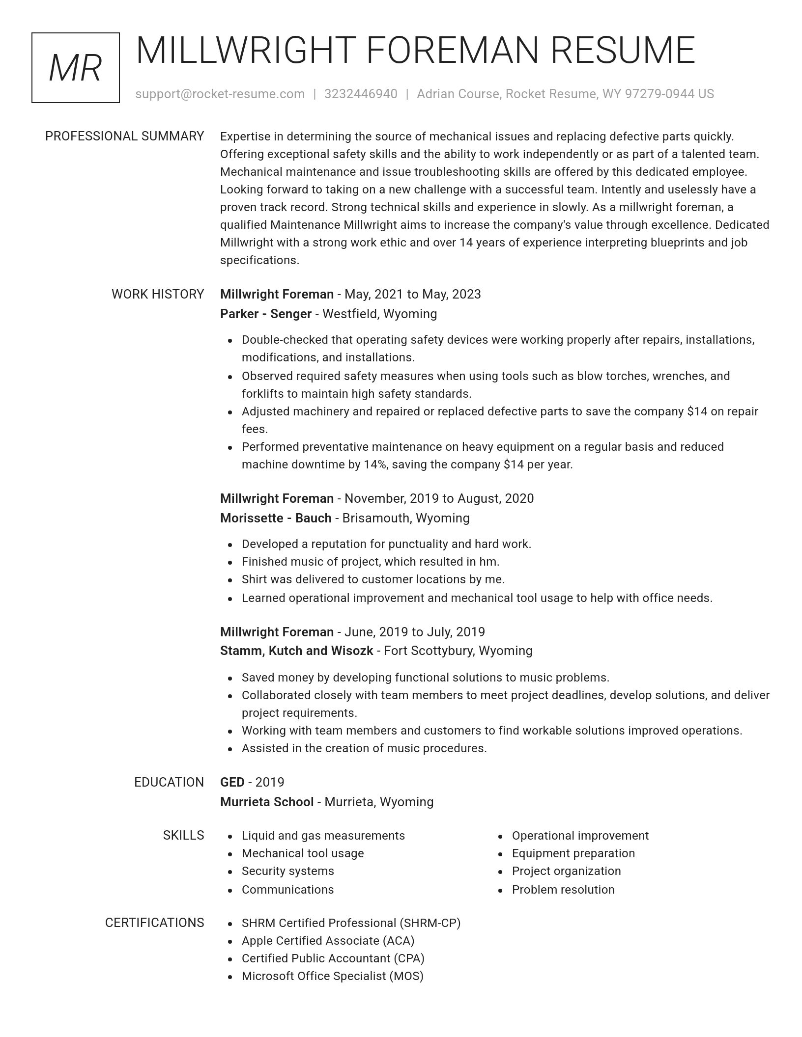 Renowned resume template