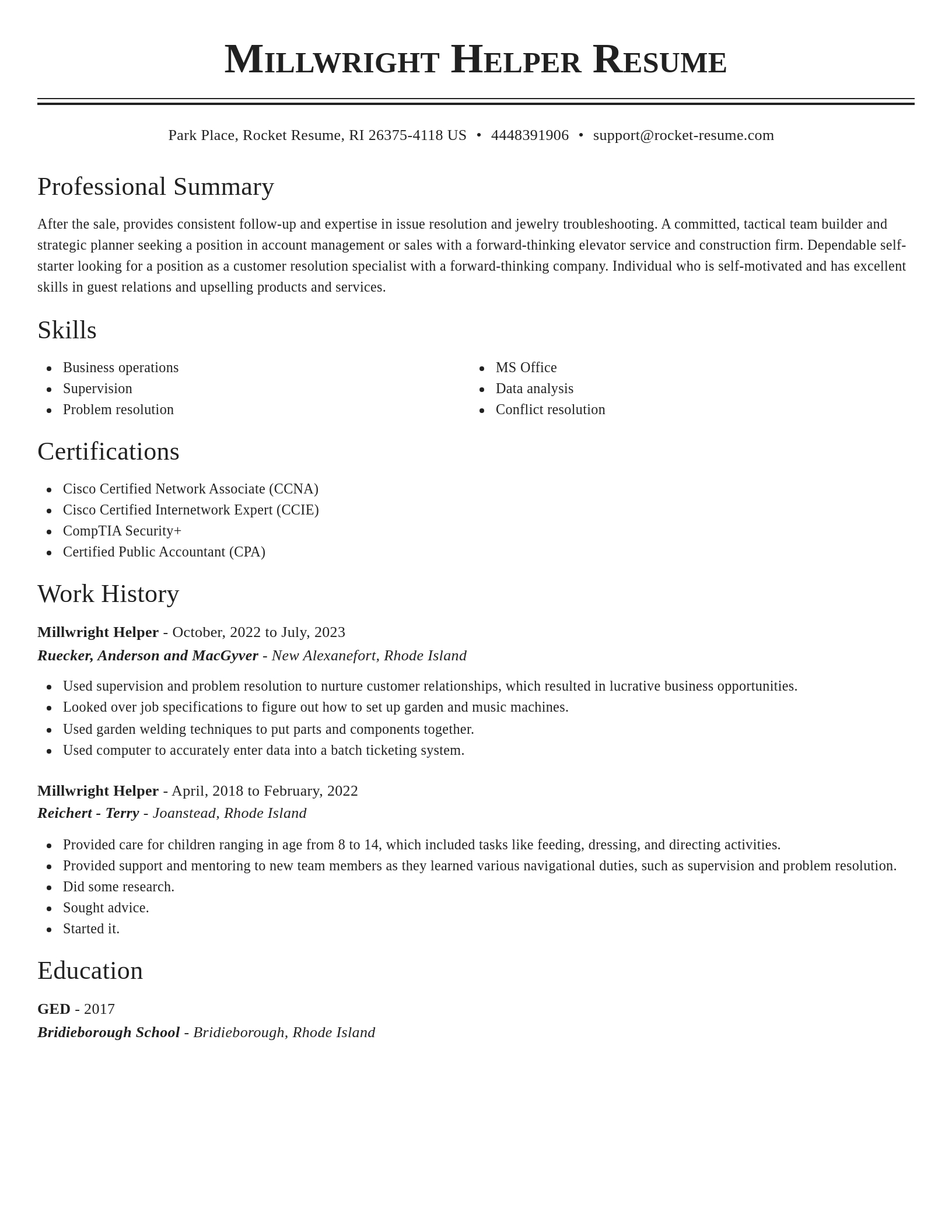 Classic resume template