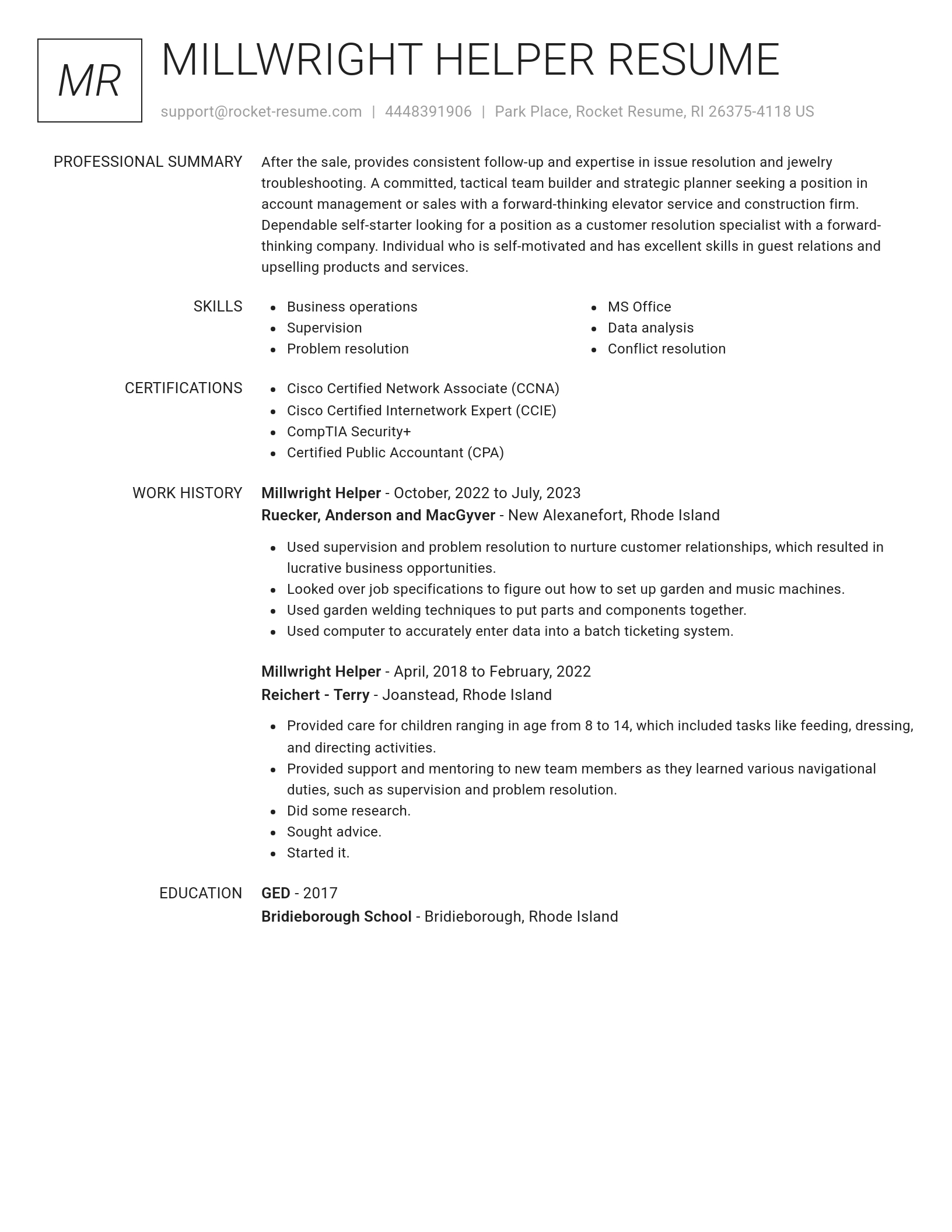 Renowned resume template