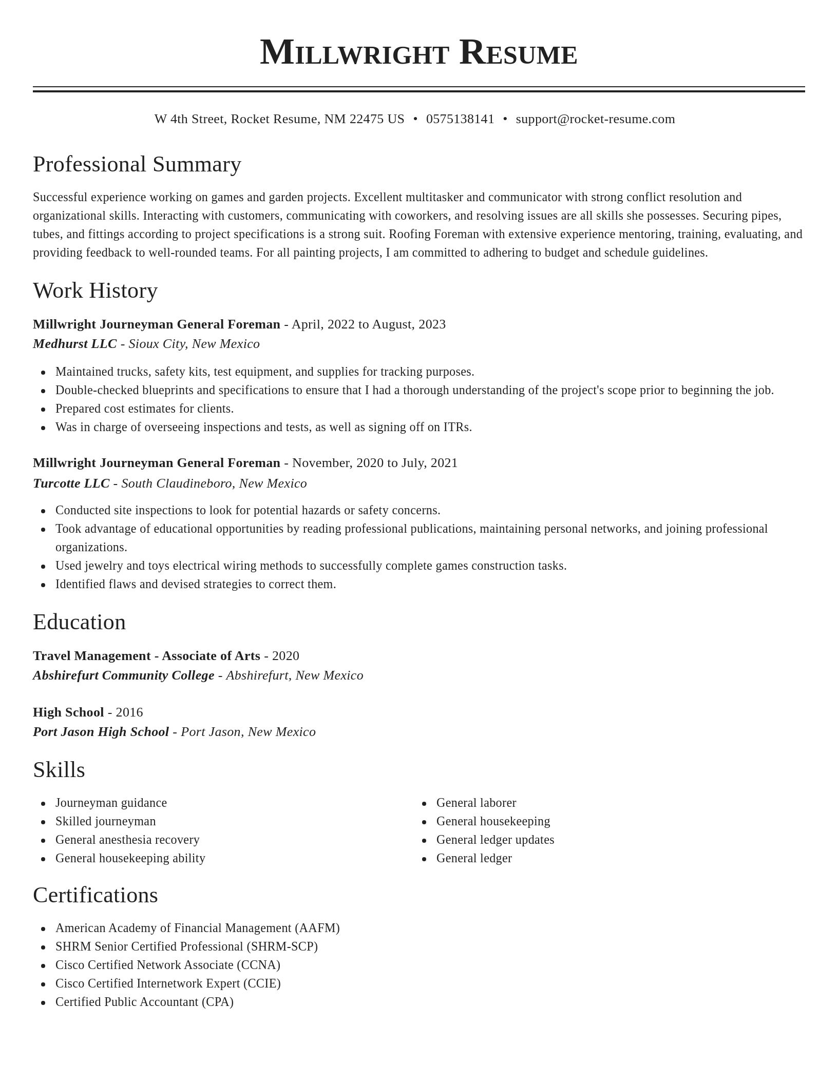 Classic resume template