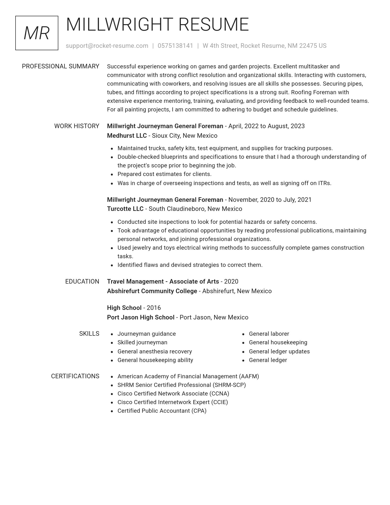 Renowned resume template