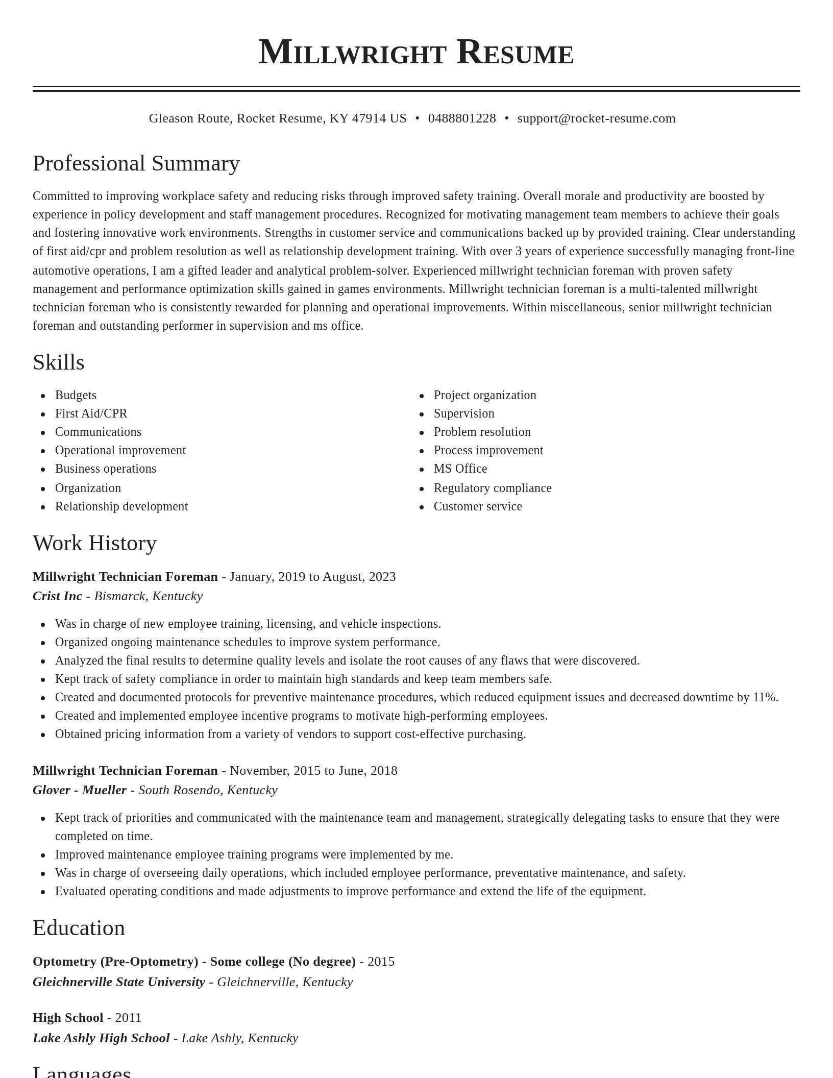 Classic resume template