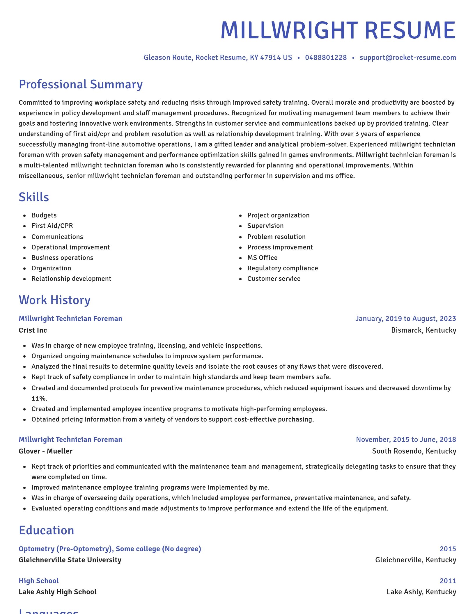Novel resume template