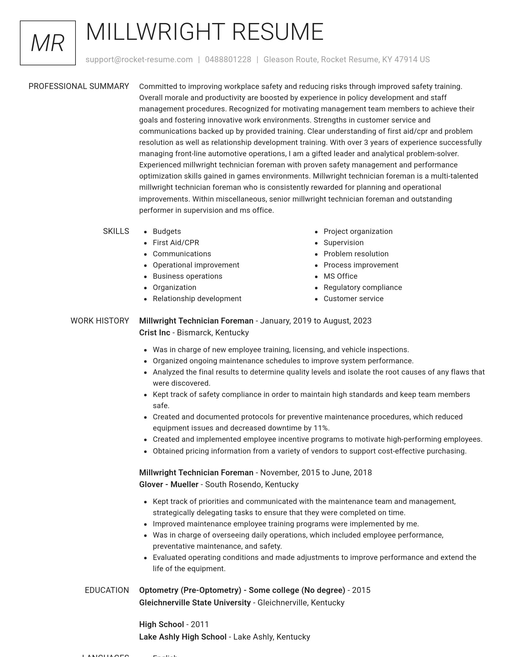 Renowned resume template