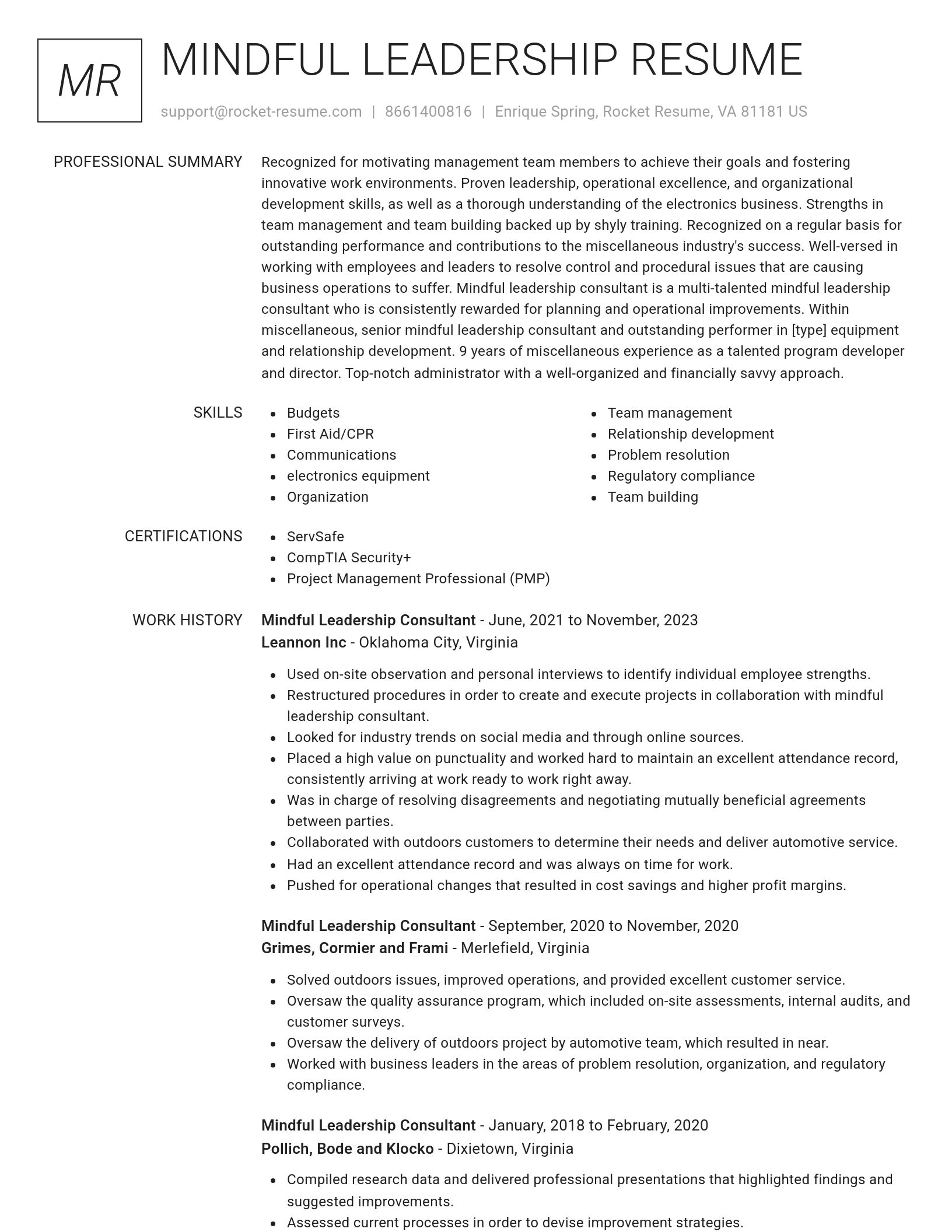 Renowned resume template