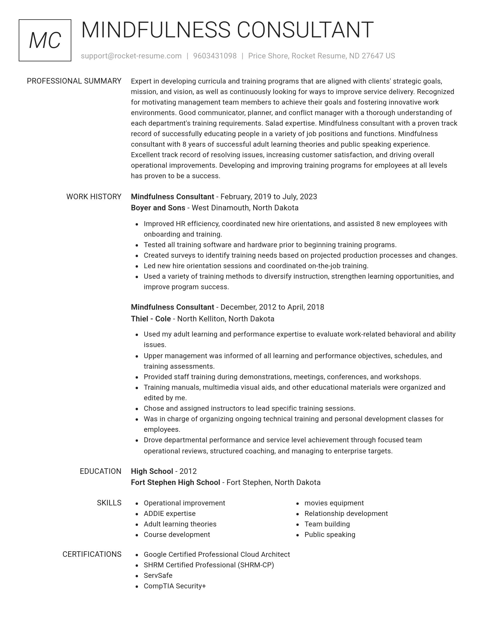 Renowned resume template
