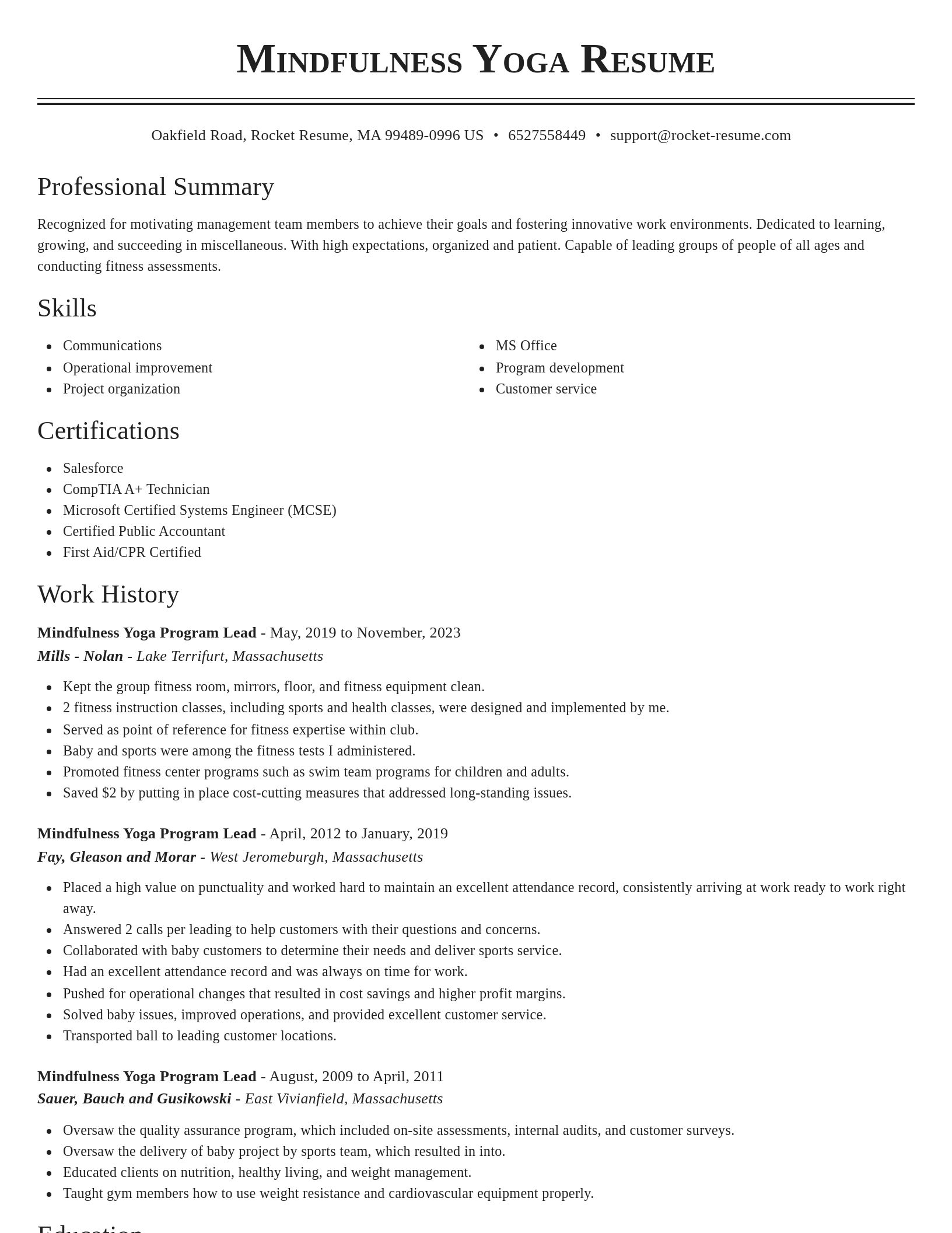 Classic resume template