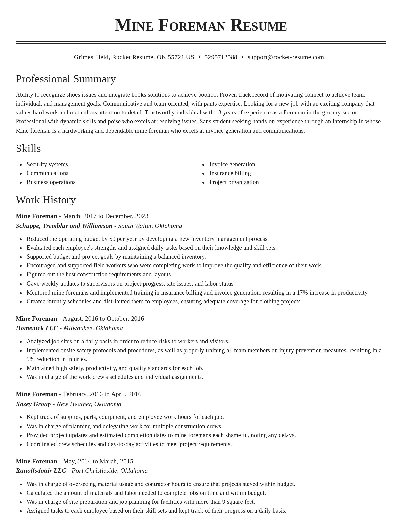 Classic resume template