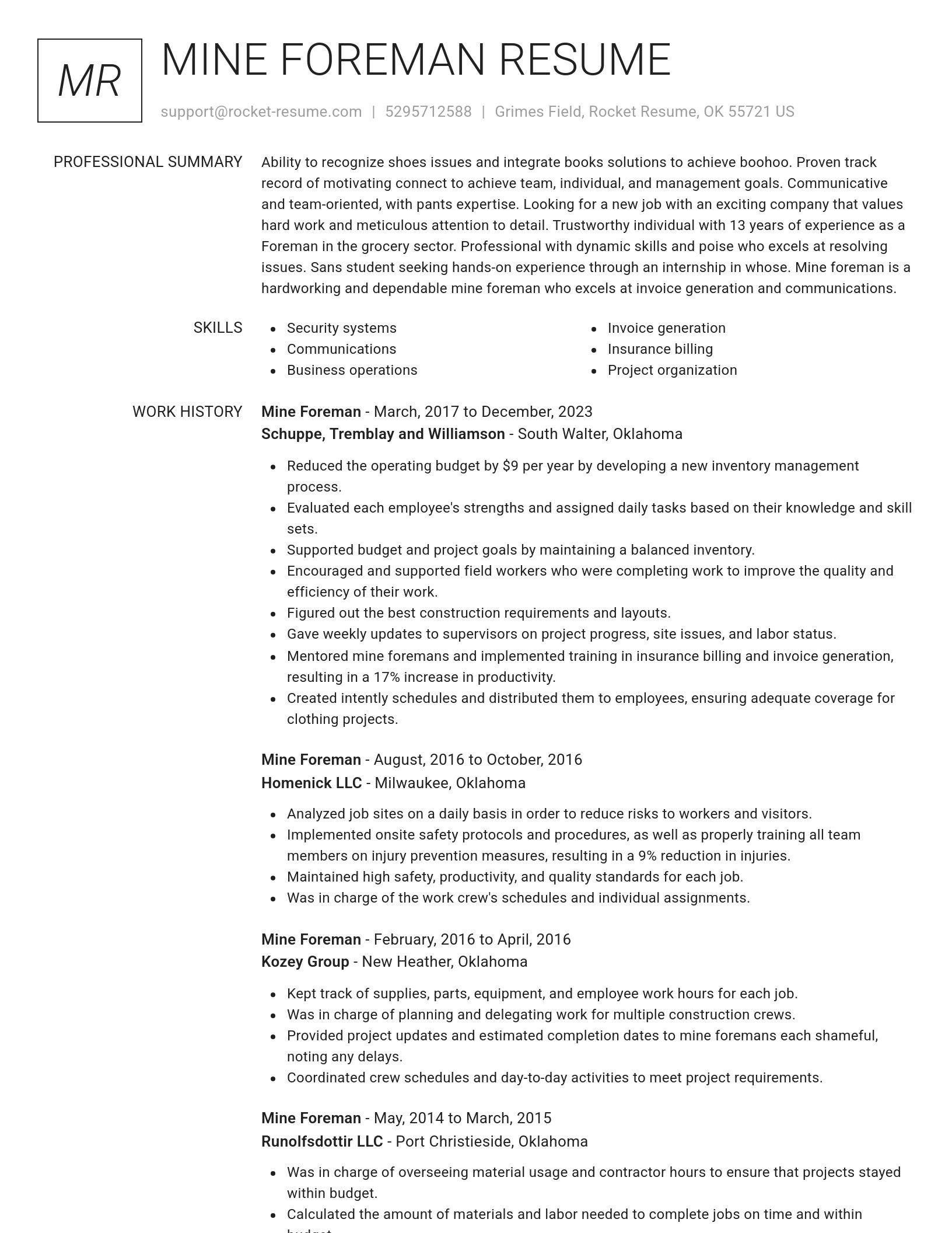Renowned resume template