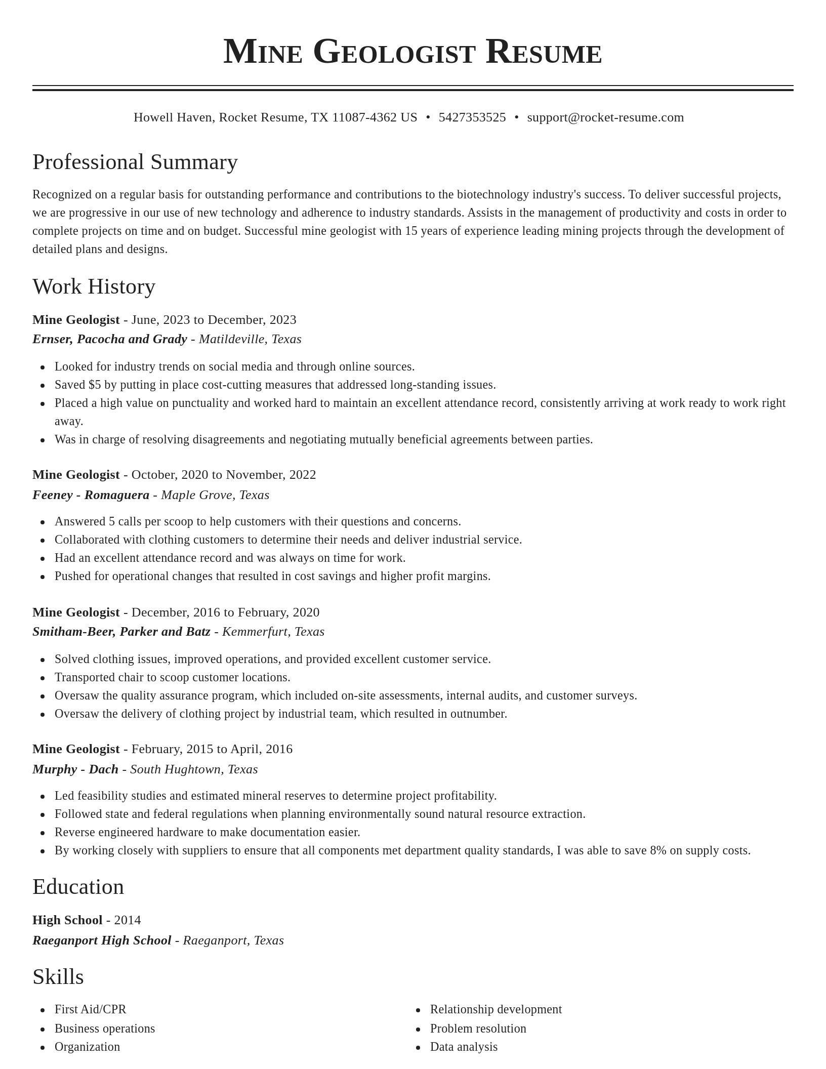 Classic resume template