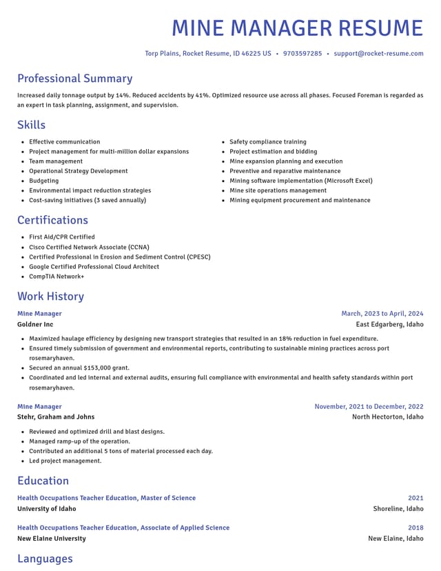 Novel resume template
