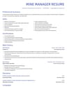 Mine Manager resume template