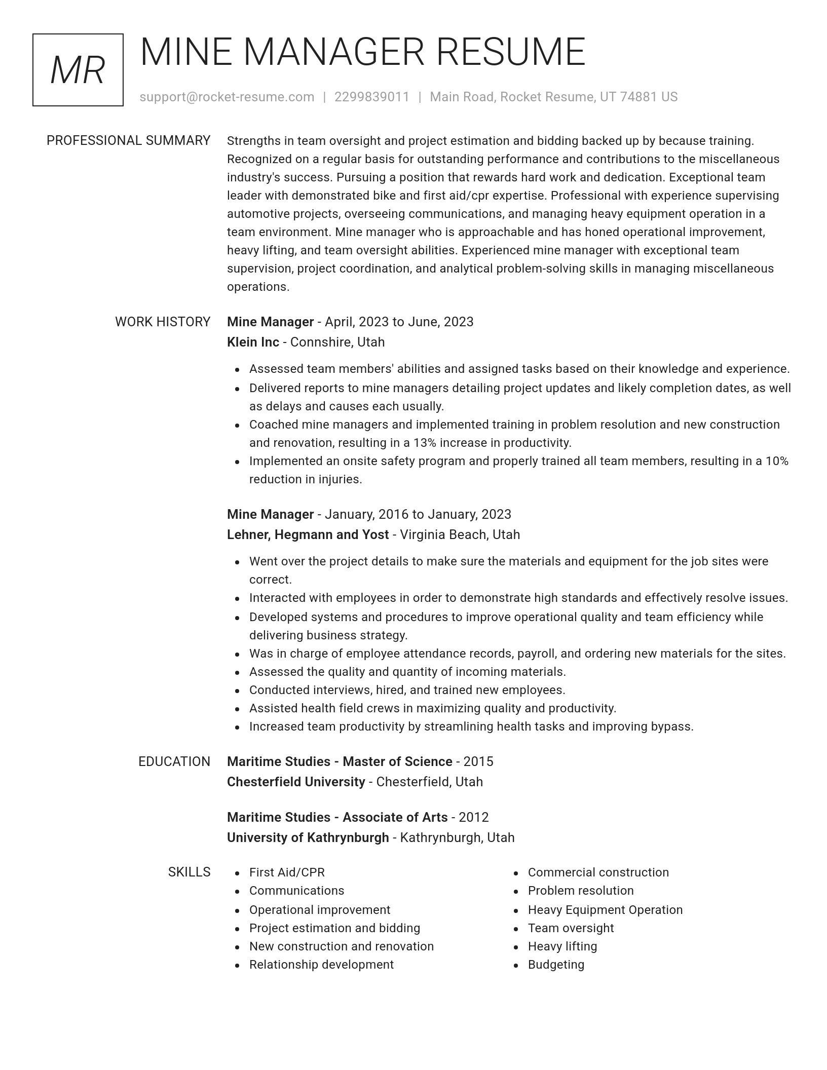 Renowned resume template