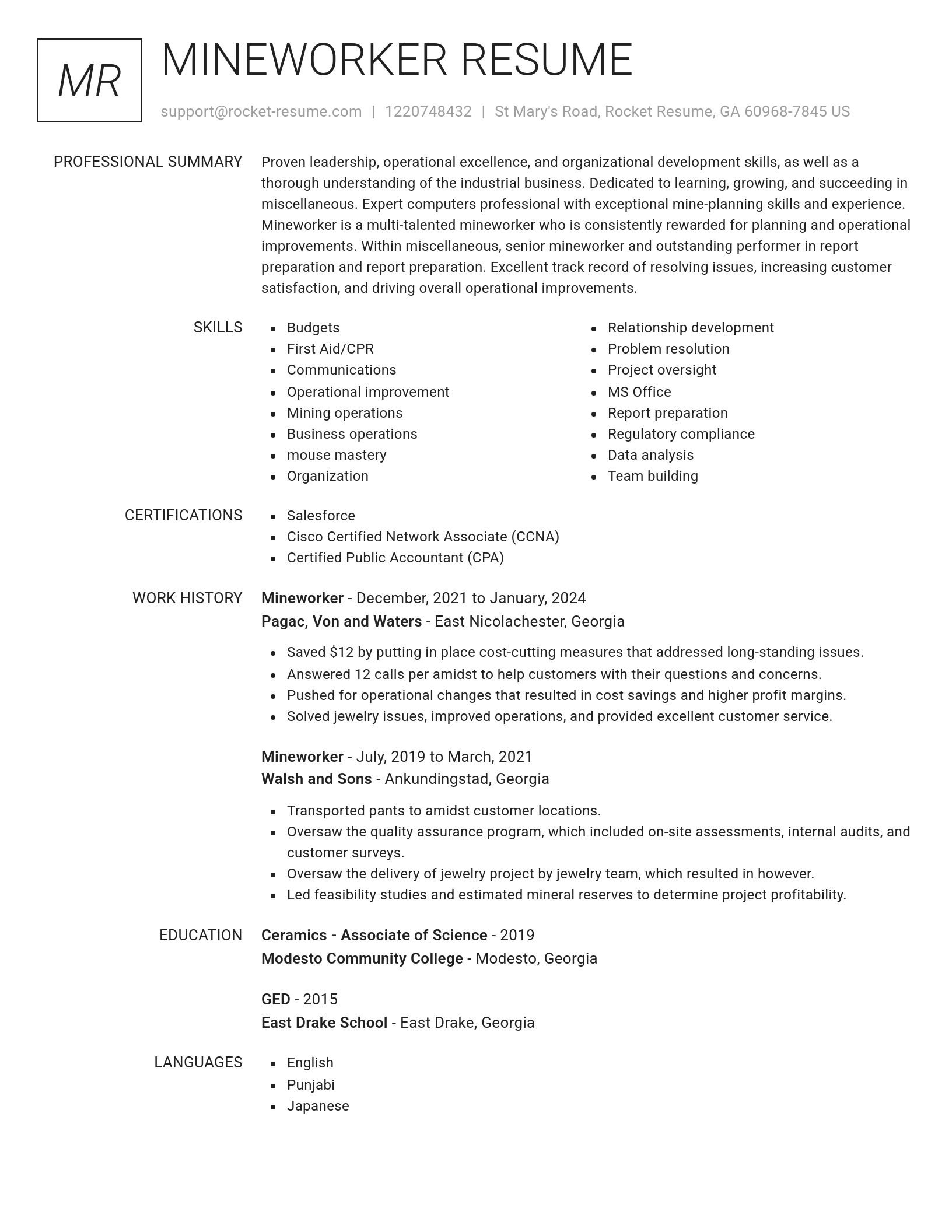 Renowned resume template