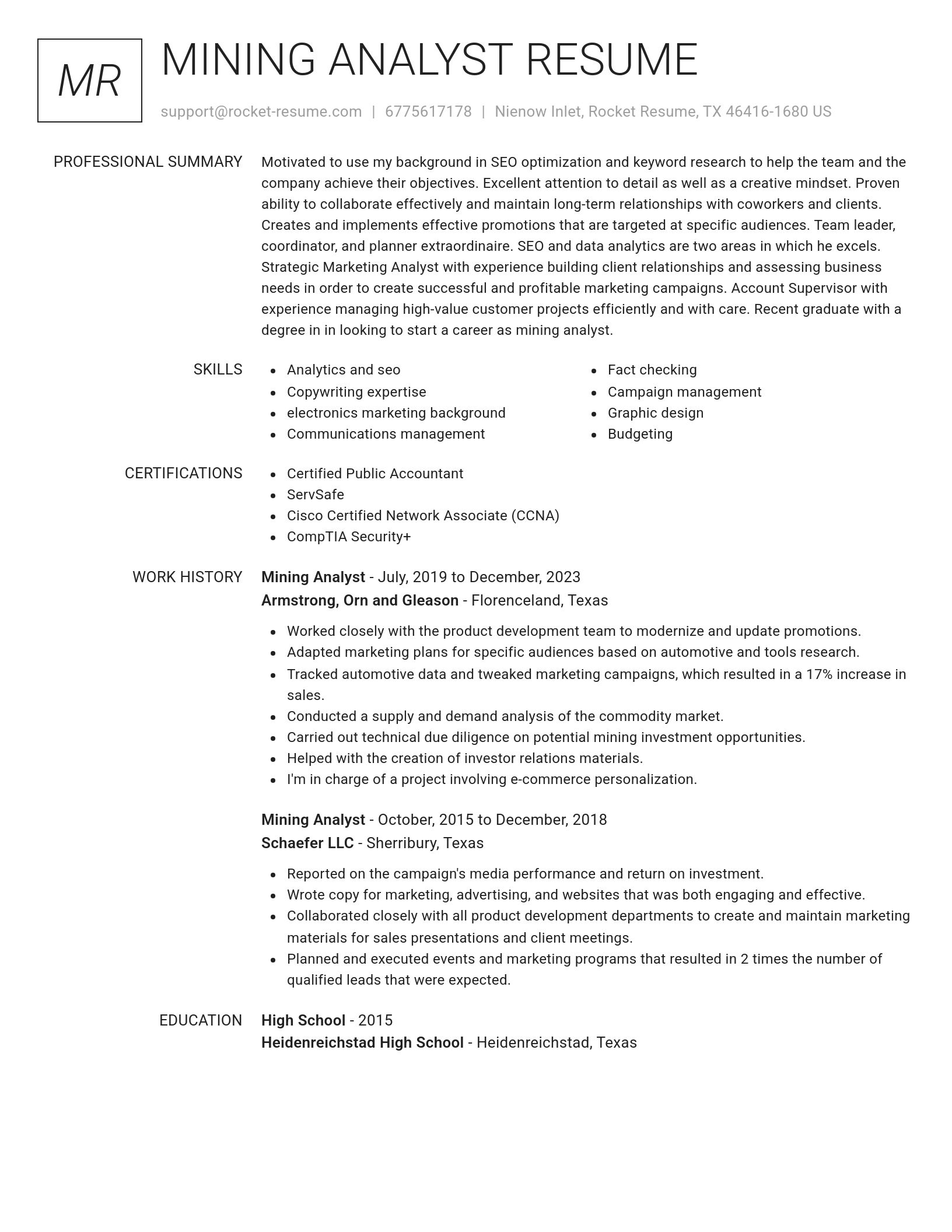 Renowned resume template